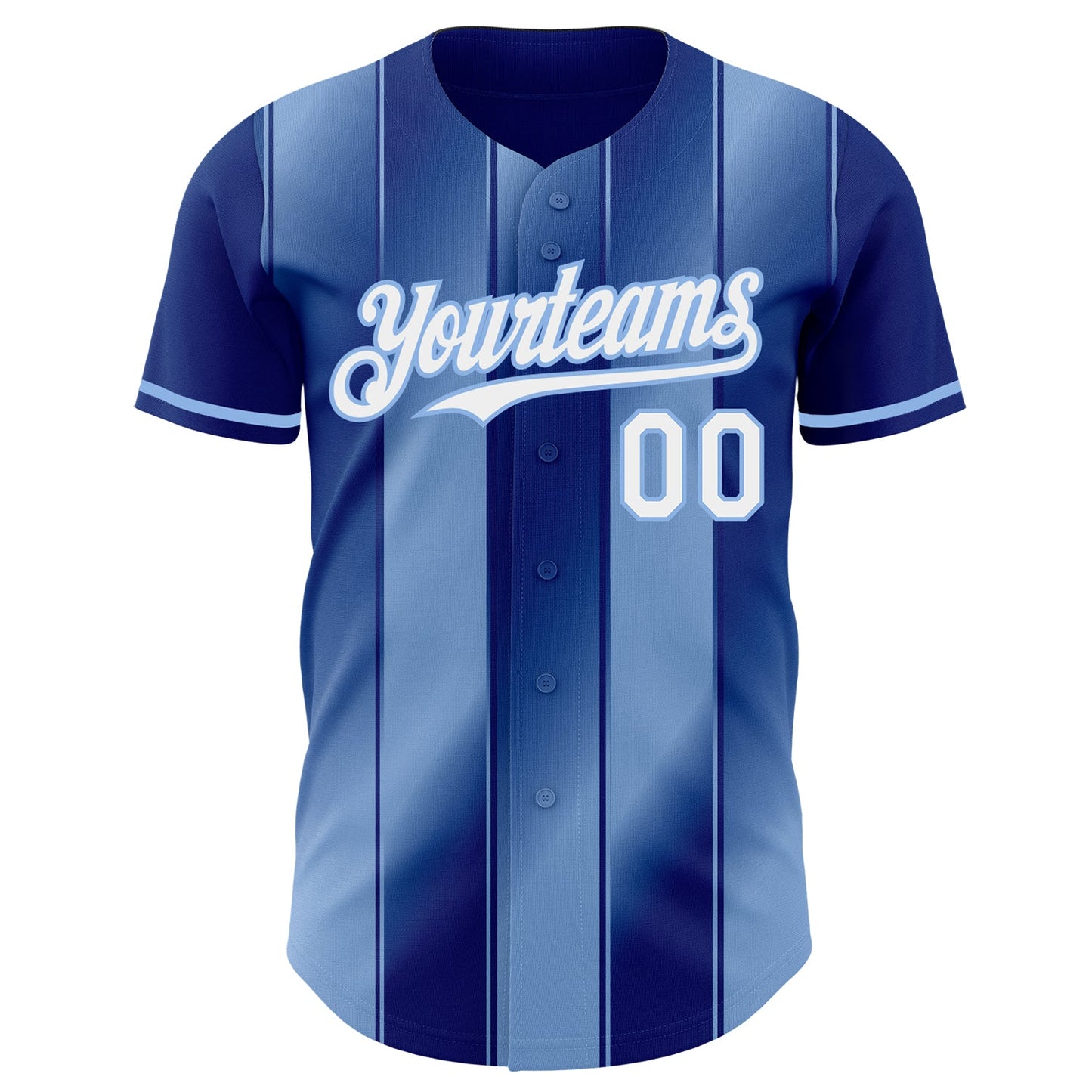 Custom Royal White-Light Blue Gradient Classic Vertical Stripe Authentic Baseball Jersey