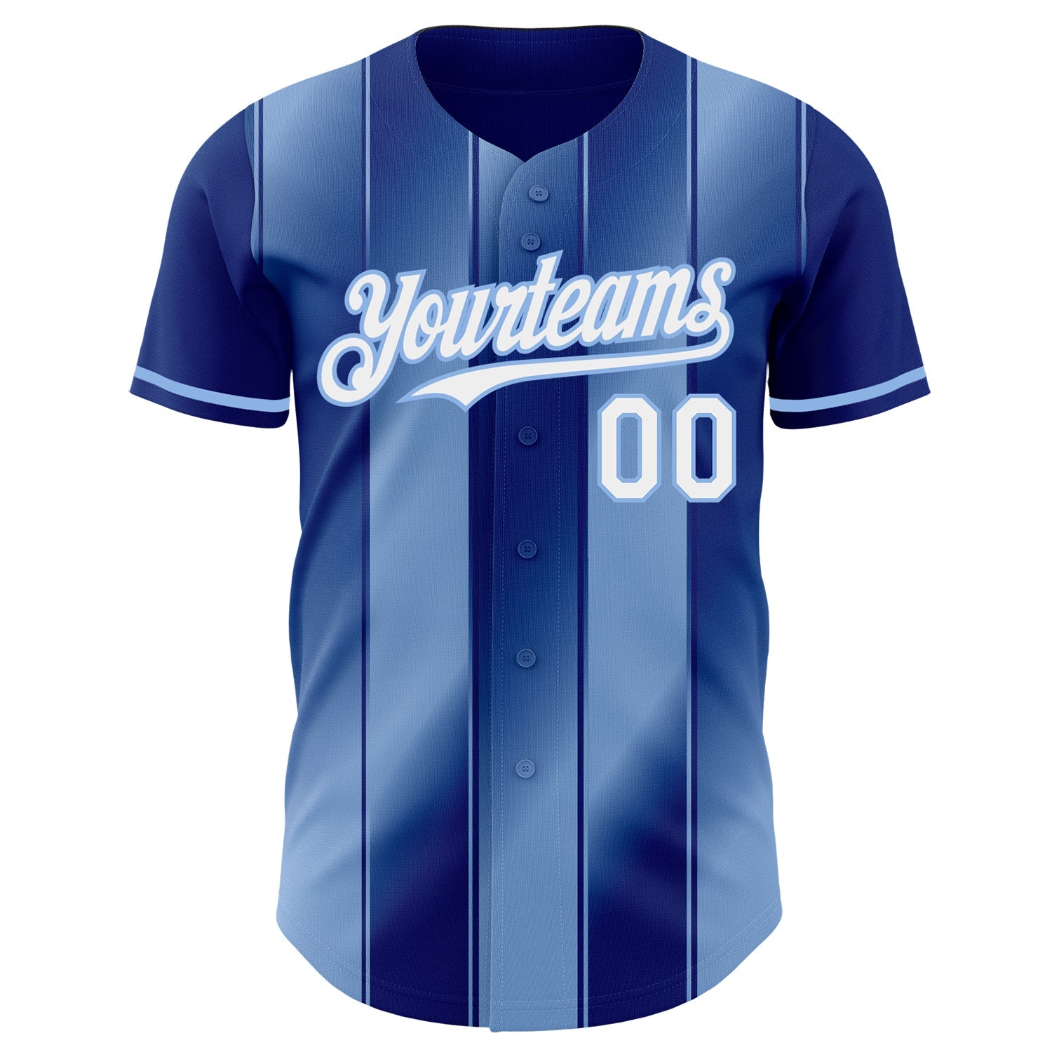 Custom Royal White-Light Blue Gradient Classic Vertical Stripe Authentic Baseball Jersey