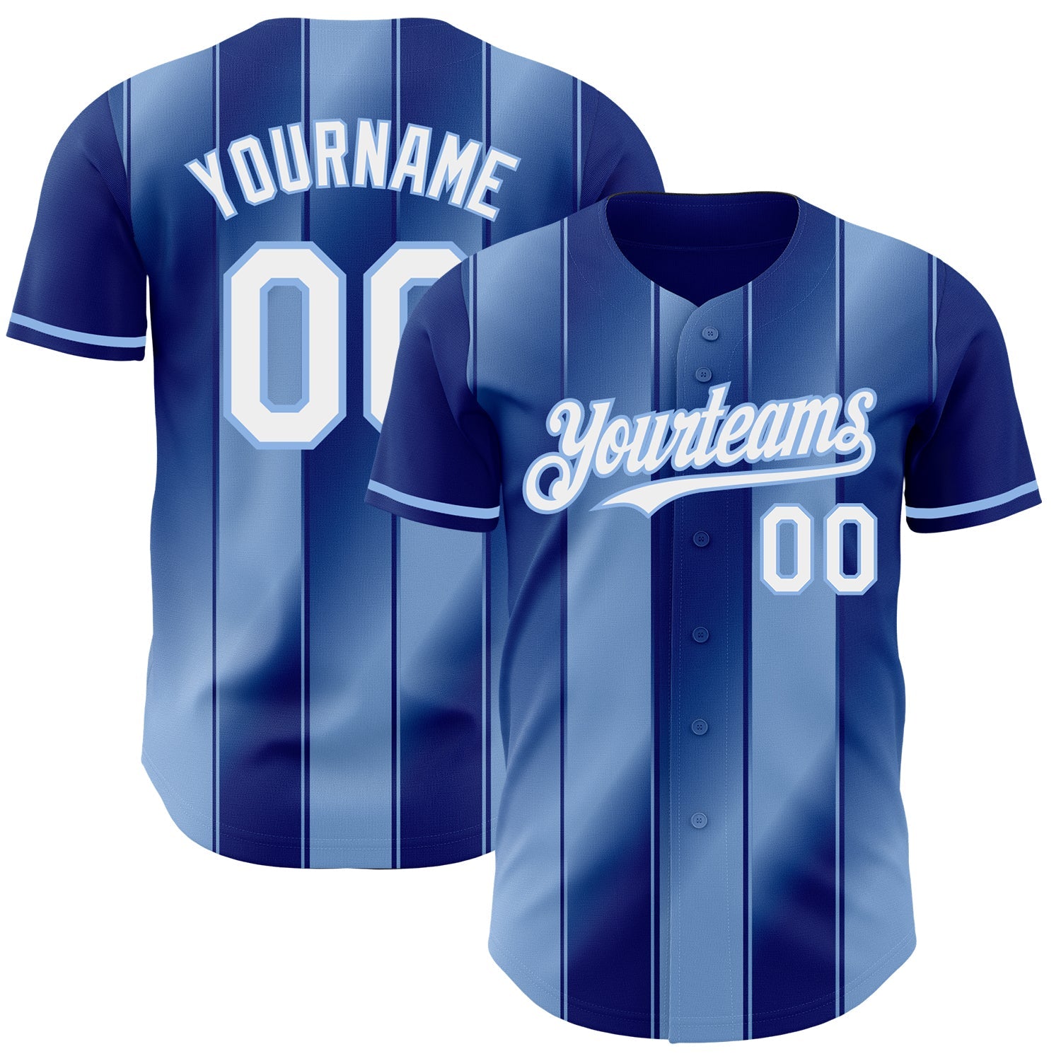 Custom Royal White-Light Blue Gradient Classic Vertical Stripe Authentic Baseball Jersey