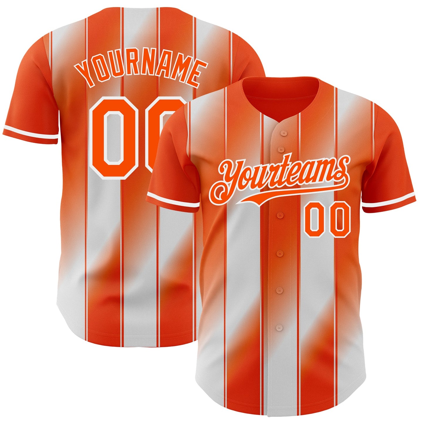 Custom Orange-White Gradient Classic Vertical Stripe Authentic Baseball Jersey