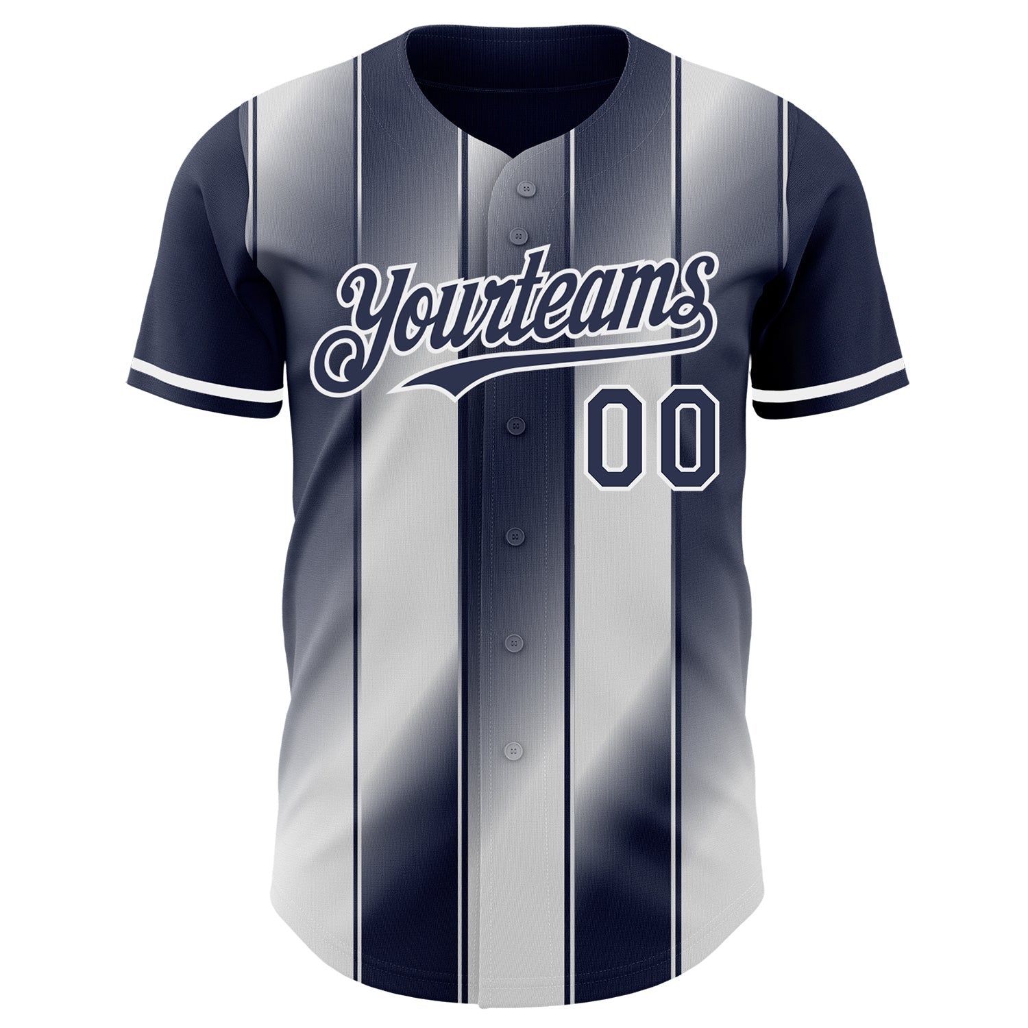 Custom Navy-White Gradient Classic Vertical Stripe Authentic Baseball Jersey