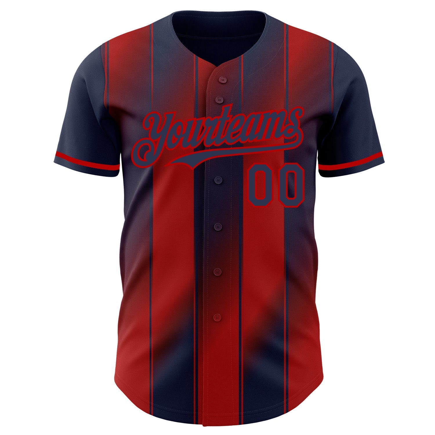 Custom Navy-Red Gradient Classic Vertical Stripe Authentic Baseball Jersey
