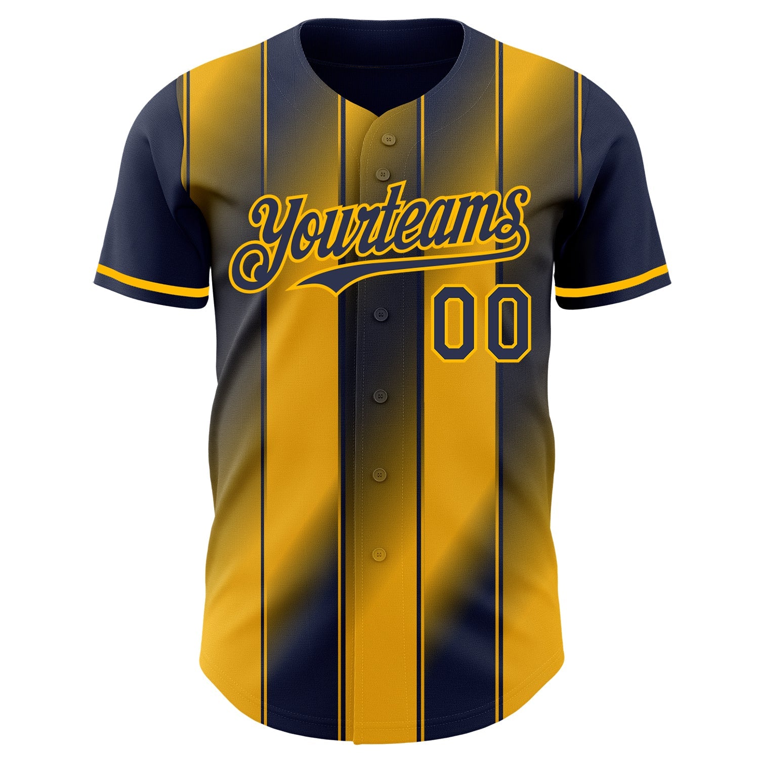 Custom Navy-Gold Gradient Classic Vertical Stripe Authentic Baseball Jersey