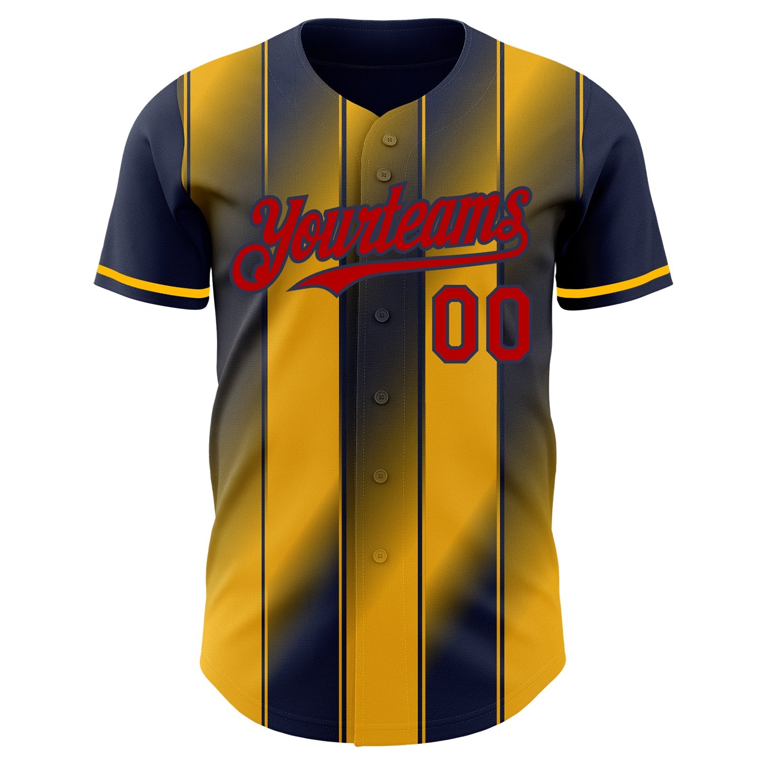 Custom Navy Red-Gold Gradient Classic Vertical Stripe Authentic Baseball Jersey