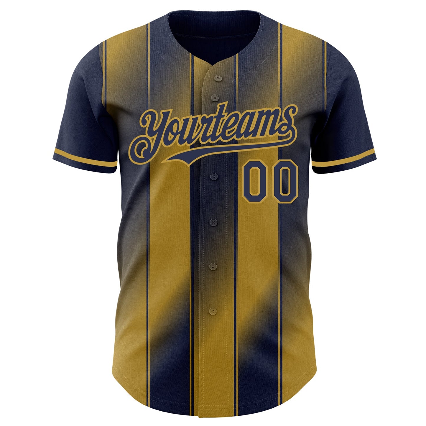 Custom Navy-Old Gold Gradient Classic Vertical Stripe Authentic Baseball Jersey