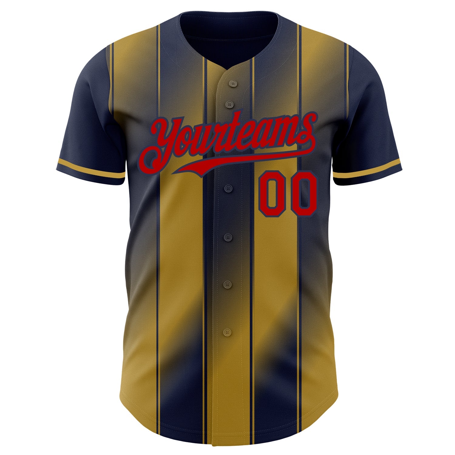 Custom Navy Red-Old Gold Gradient Classic Vertical Stripe Authentic Baseball Jersey