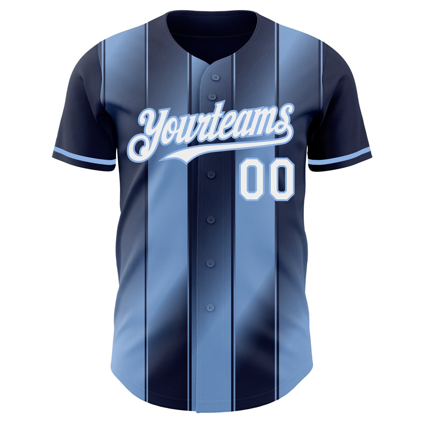 Custom Navy White-Light Blue Gradient Classic Vertical Stripe Authentic Baseball Jersey