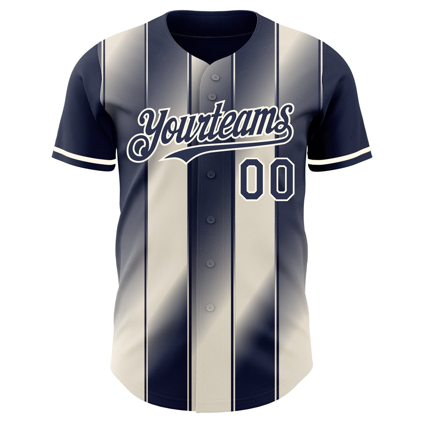 Custom Navy Cream-Cream Gradient Classic Vertical Stripe Authentic Baseball Jersey