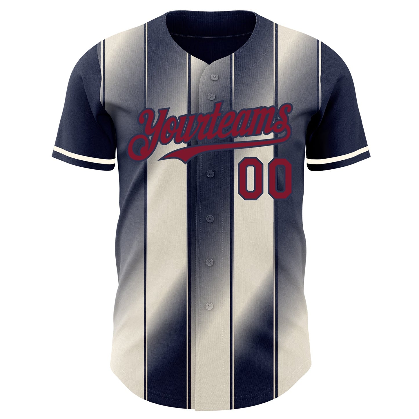 Custom Navy Crimson-Cream Gradient Classic Vertical Stripe Authentic Baseball Jersey