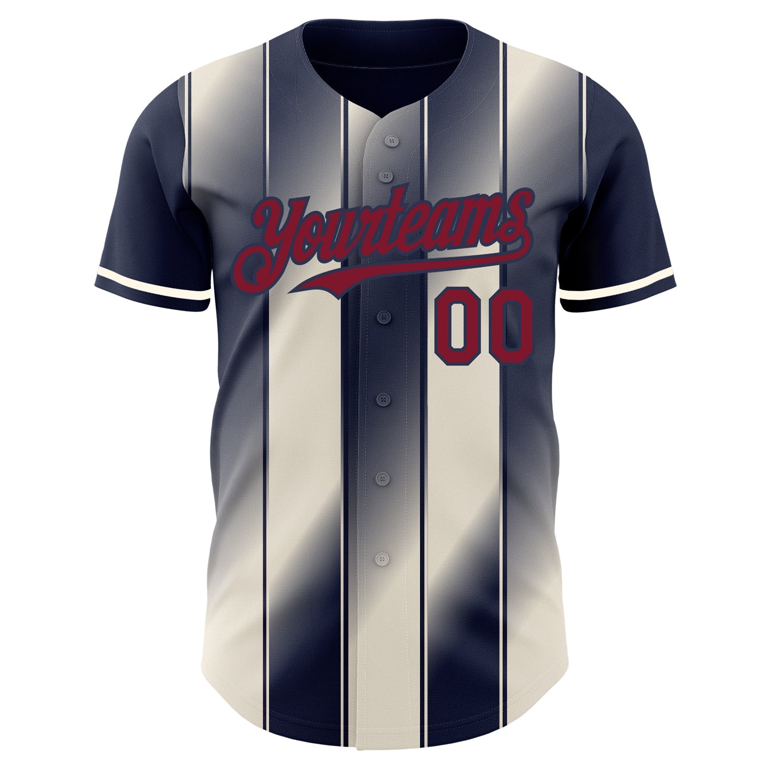 Custom Navy Crimson-Cream Gradient Classic Vertical Stripe Authentic Baseball Jersey