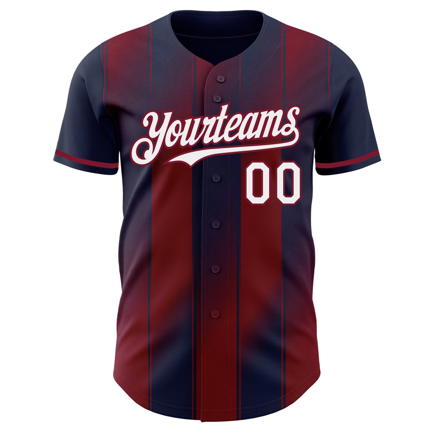 Custom Navy White-Crimson Gradient Classic Vertical Stripe Authentic Baseball Jersey