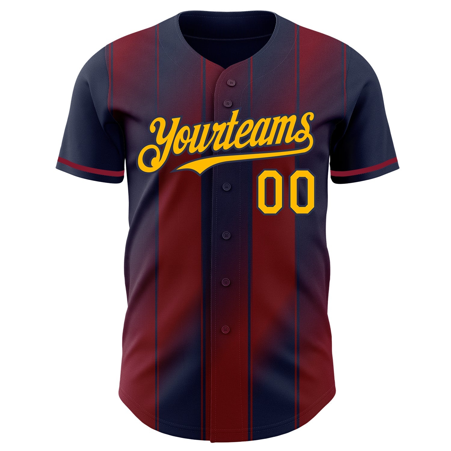 Custom Navy Gold-Crimson Gradient Classic Vertical Stripe Authentic Baseball Jersey