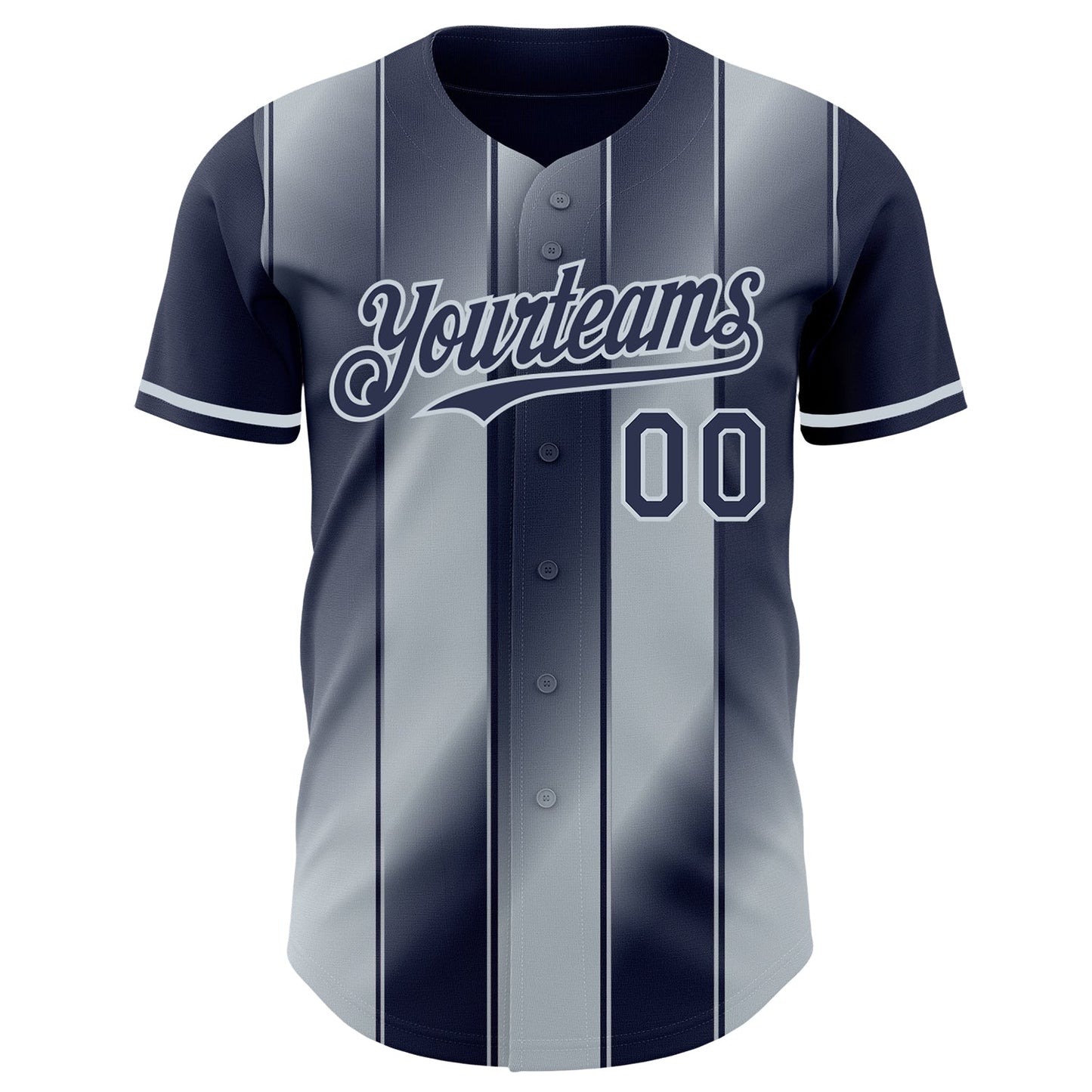 Custom Navy-Silver Gradient Classic Vertical Stripe Authentic Baseball Jersey