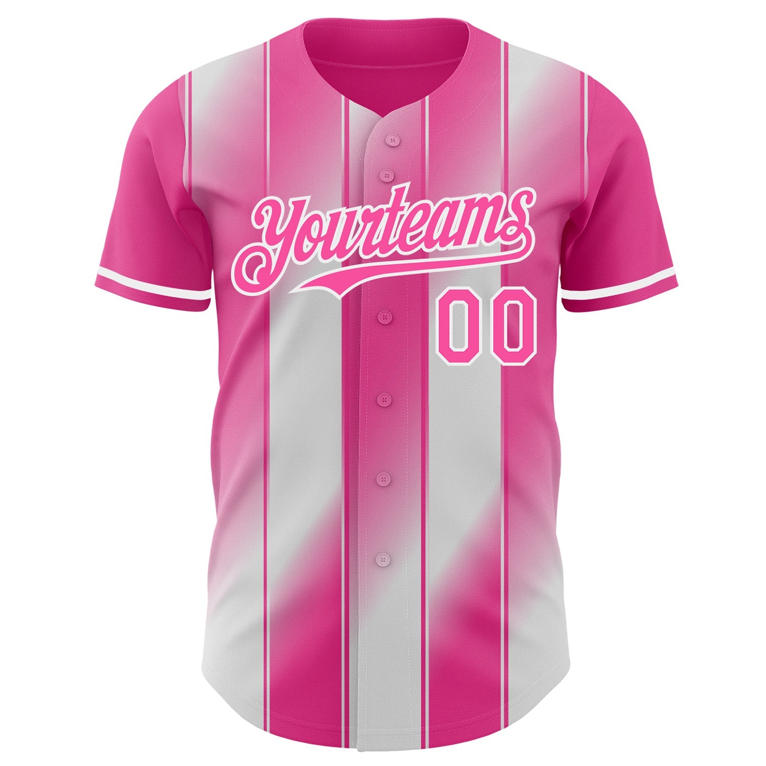 Custom Pink-White Gradient Classic Vertical Stripe Authentic Baseball Jersey