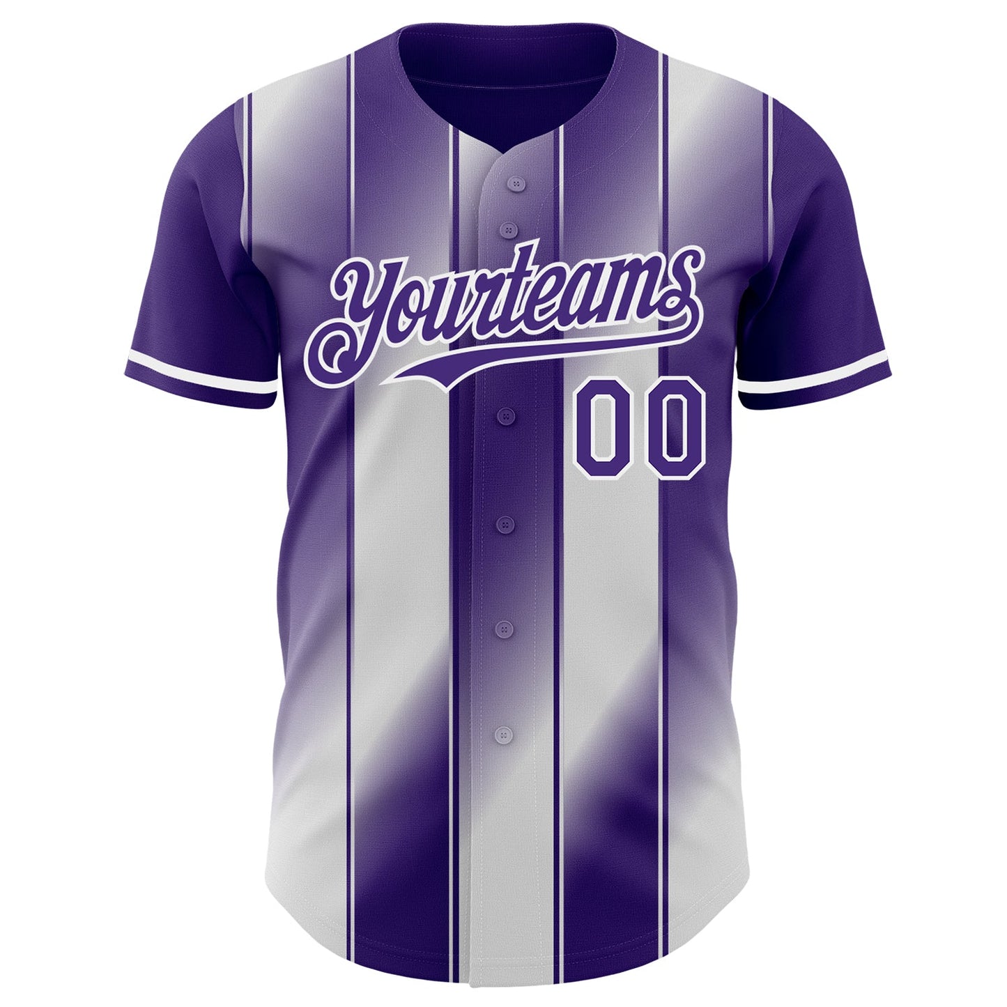 Custom Purple-White Gradient Classic Vertical Stripe Authentic Baseball Jersey