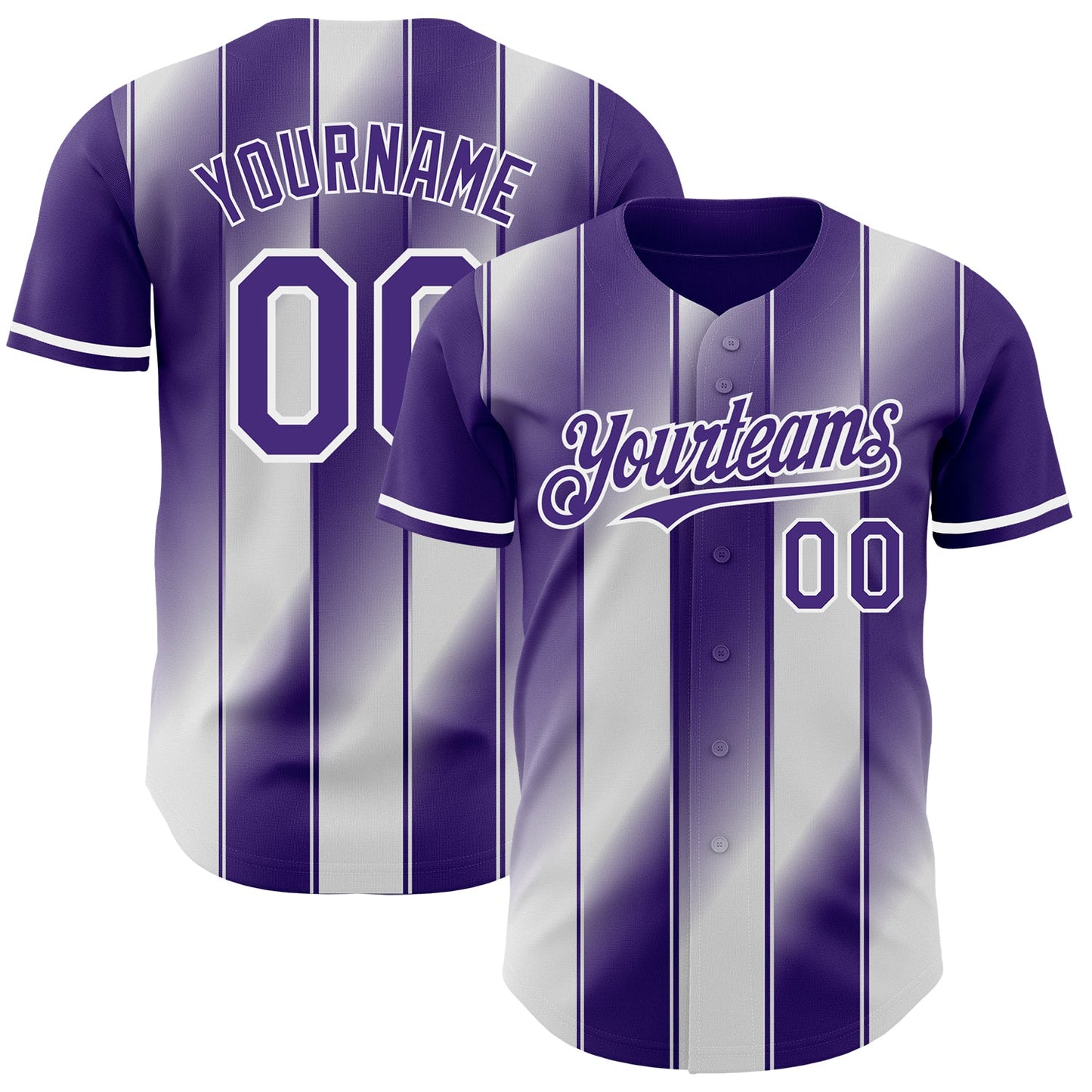 Custom Purple-White Gradient Classic Vertical Stripe Authentic Baseball Jersey