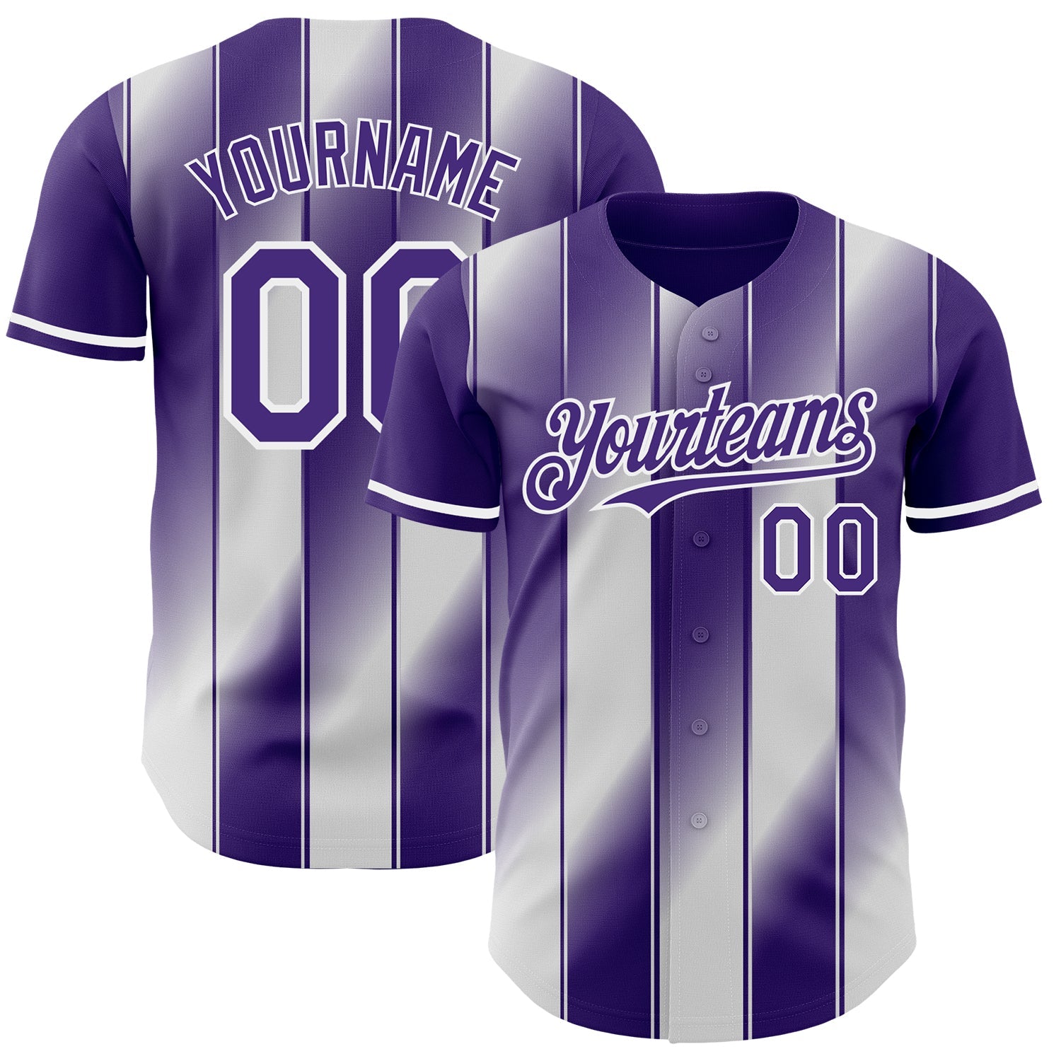 Custom Purple-White Gradient Classic Vertical Stripe Authentic Baseball Jersey