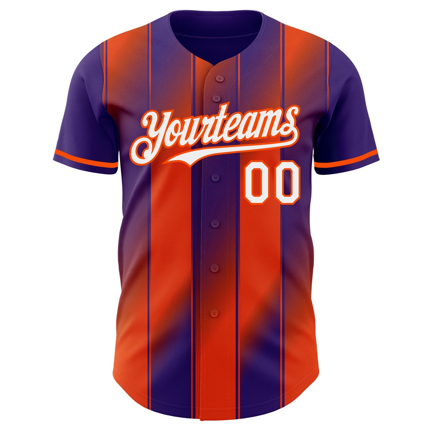 Custom Purple White-Orange Gradient Classic Vertical Stripe Authentic Baseball Jersey