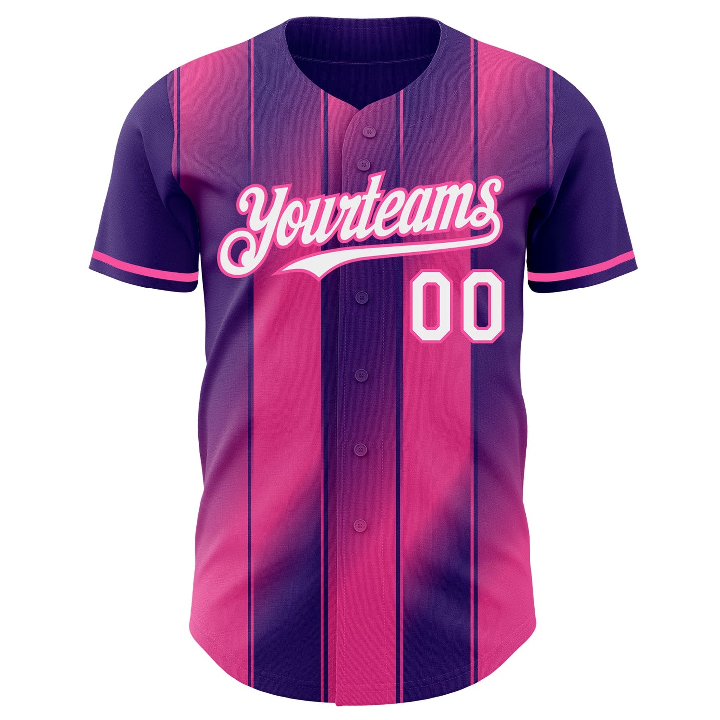 Custom Purple White-Pink Gradient Classic Vertical Stripe Authentic Baseball Jersey