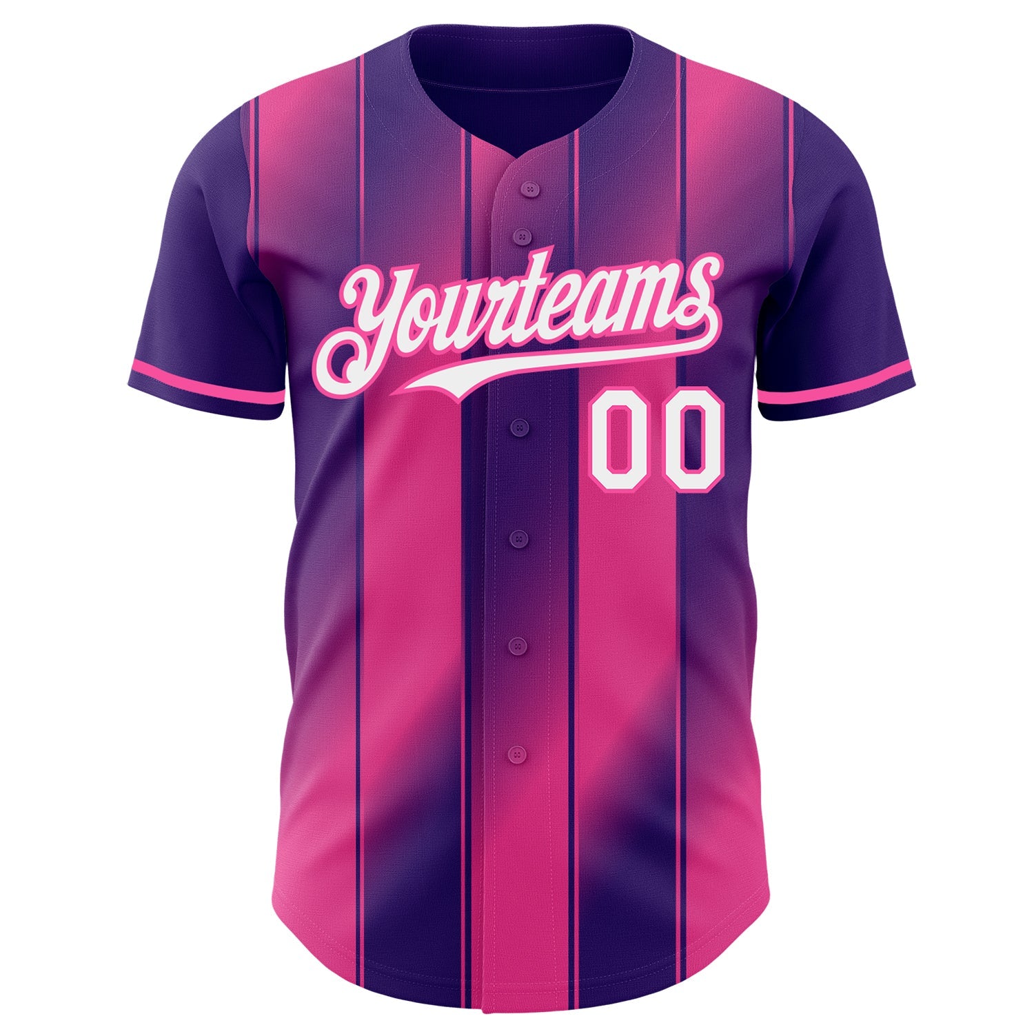 Custom Purple White-Pink Gradient Classic Vertical Stripe Authentic Baseball Jersey