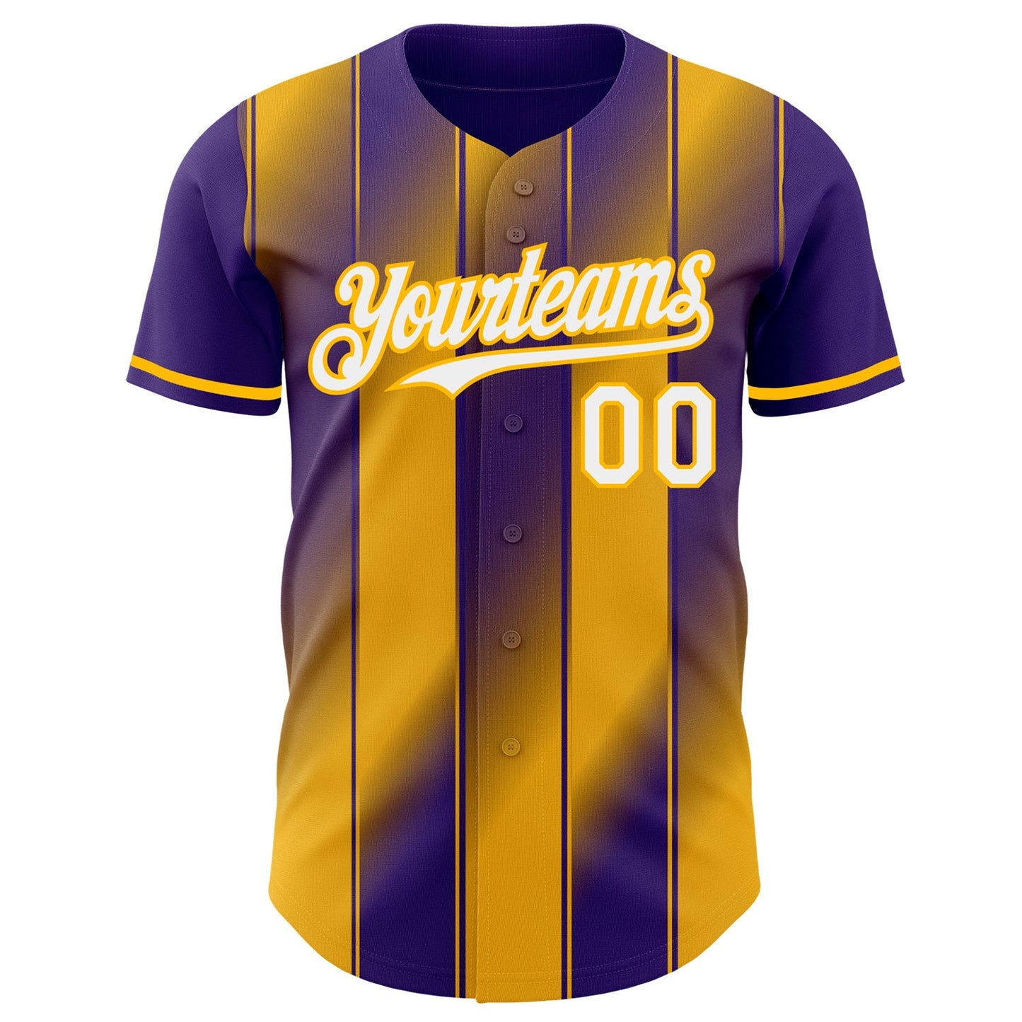 Custom Purple White-Gold Gradient Classic Vertical Stripe Authentic Baseball Jersey