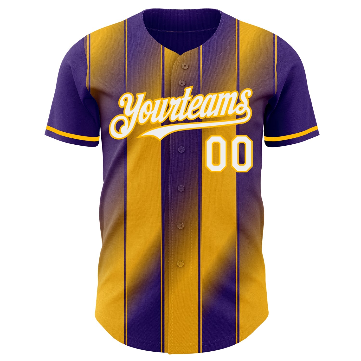 Custom Purple White-Gold Gradient Classic Vertical Stripe Authentic Baseball Jersey
