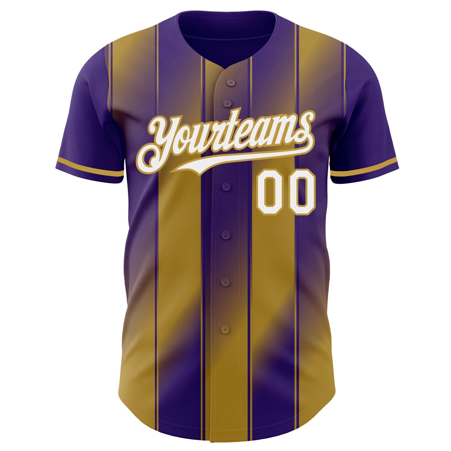 Custom Purple White-Old Gold Gradient Classic Vertical Stripe Authentic Baseball Jersey