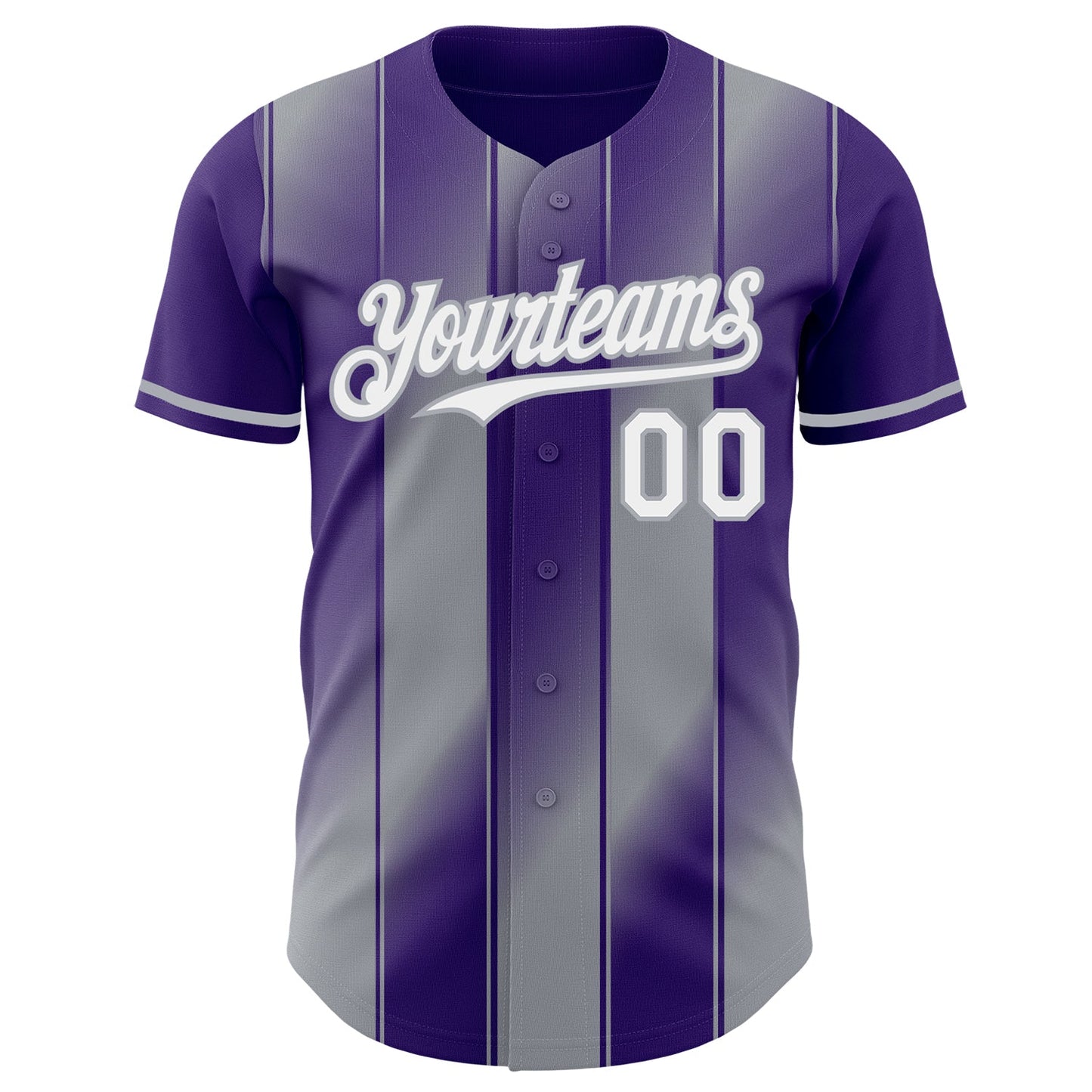 Custom Purple White-Gray Gradient Classic Vertical Stripe Authentic Baseball Jersey