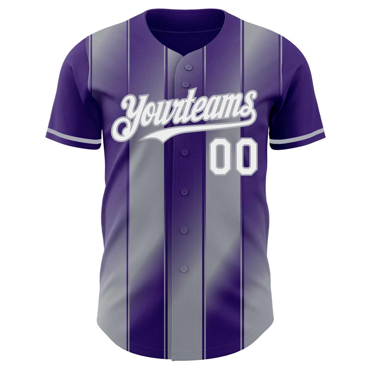 Custom Purple White-Gray Gradient Classic Vertical Stripe Authentic Baseball Jersey