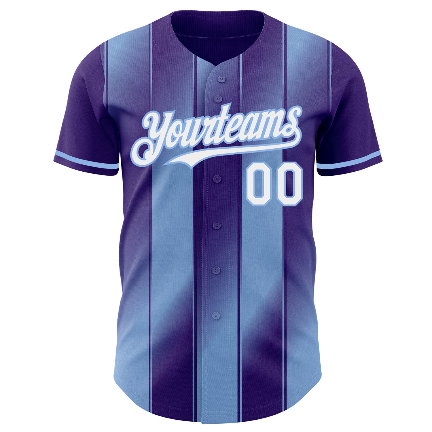 Custom Purple White-Light Blue Gradient Classic Vertical Stripe Authentic Baseball Jersey