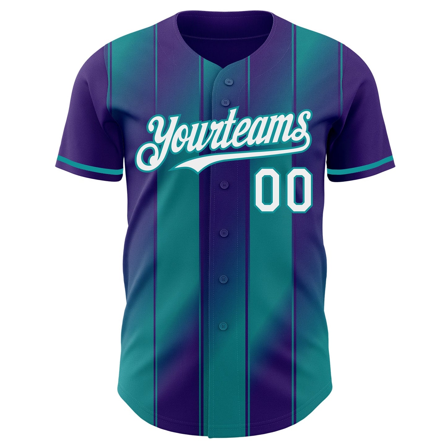Custom Purple White-Teal Gradient Classic Vertical Stripe Authentic Baseball Jersey