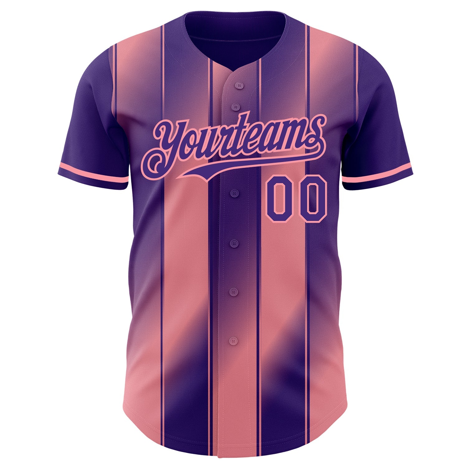 Custom Purple-Medium Pink Gradient Classic Vertical Stripe Authentic Baseball Jersey