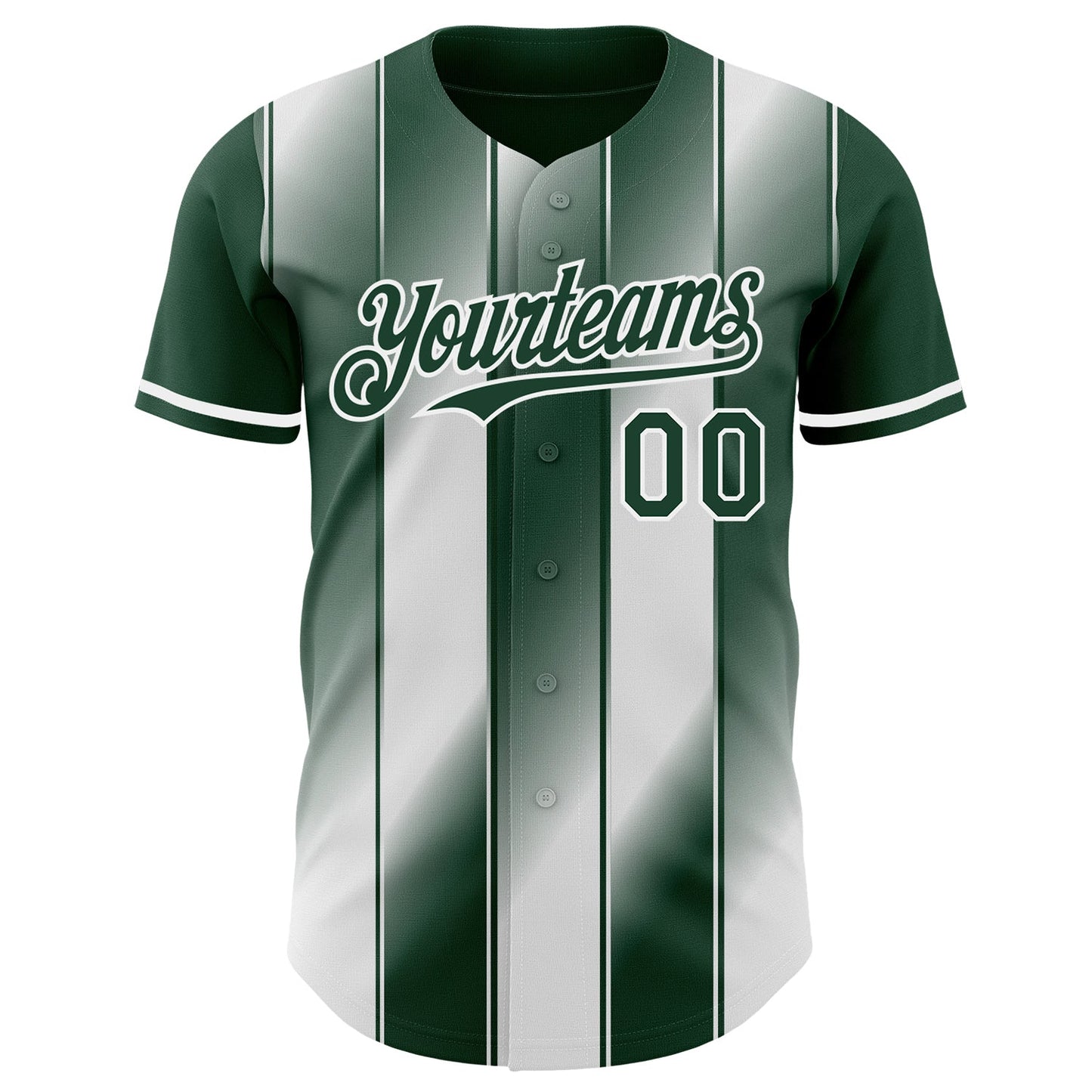 Custom Green-White Gradient Classic Vertical Stripe Authentic Baseball Jersey