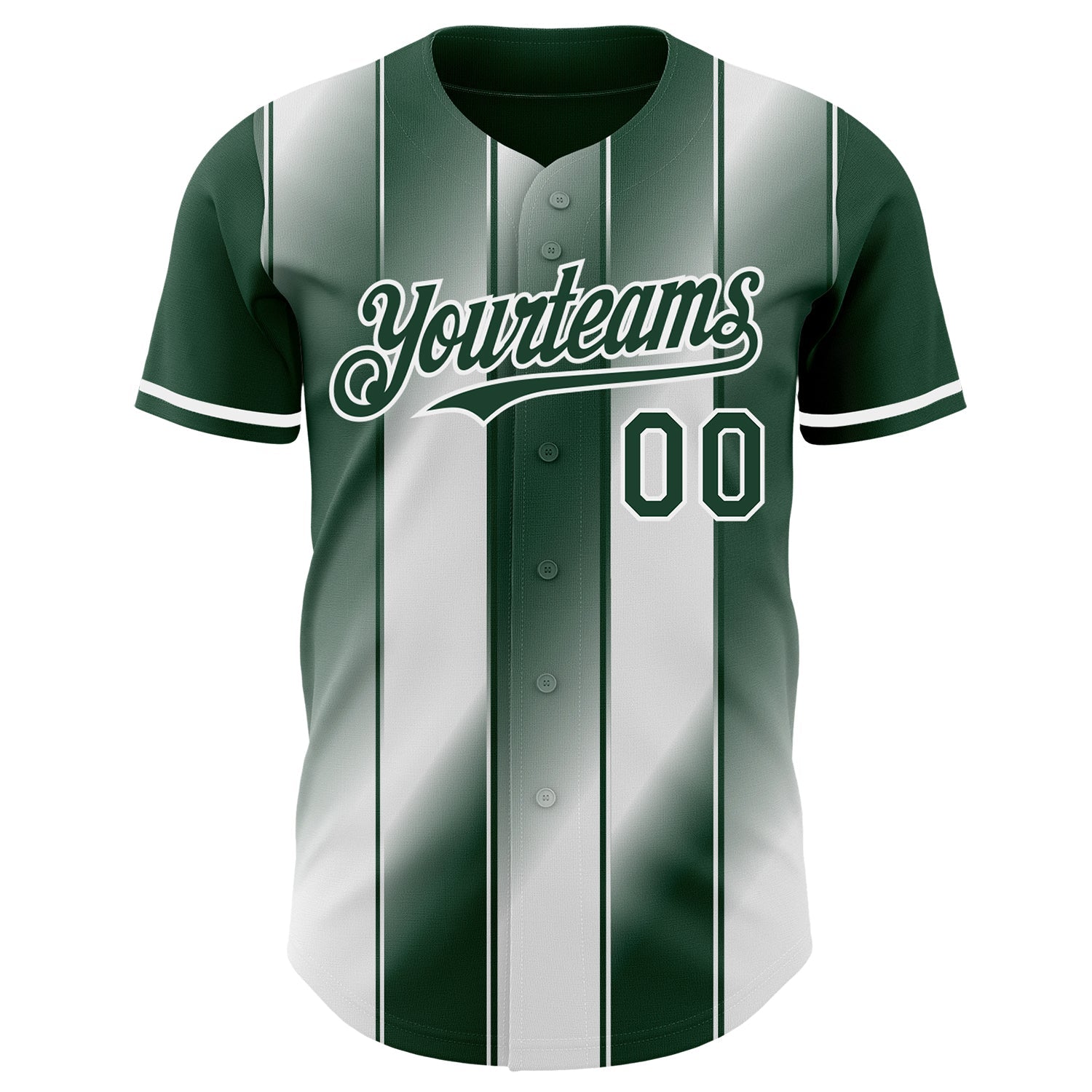 Custom Green-White Gradient Classic Vertical Stripe Authentic Baseball Jersey