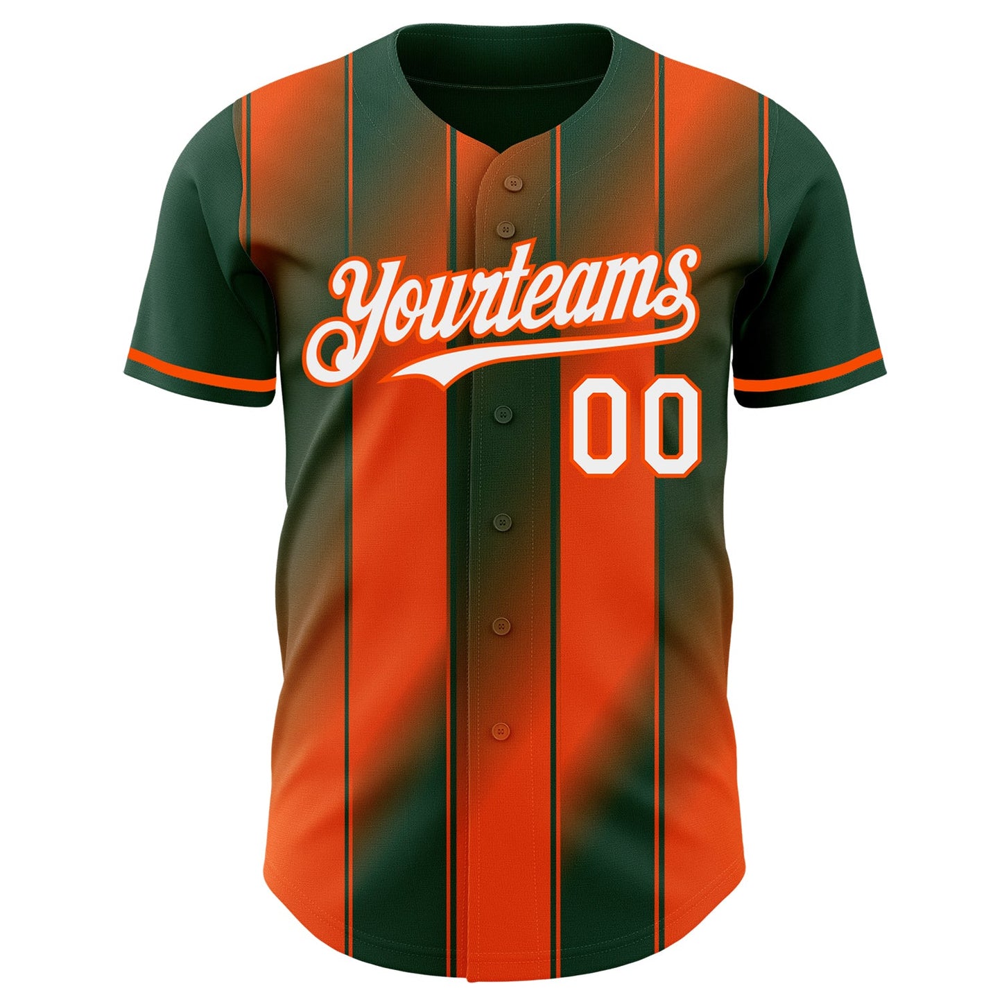 Custom Green White-Orange Gradient Classic Vertical Stripe Authentic Baseball Jersey