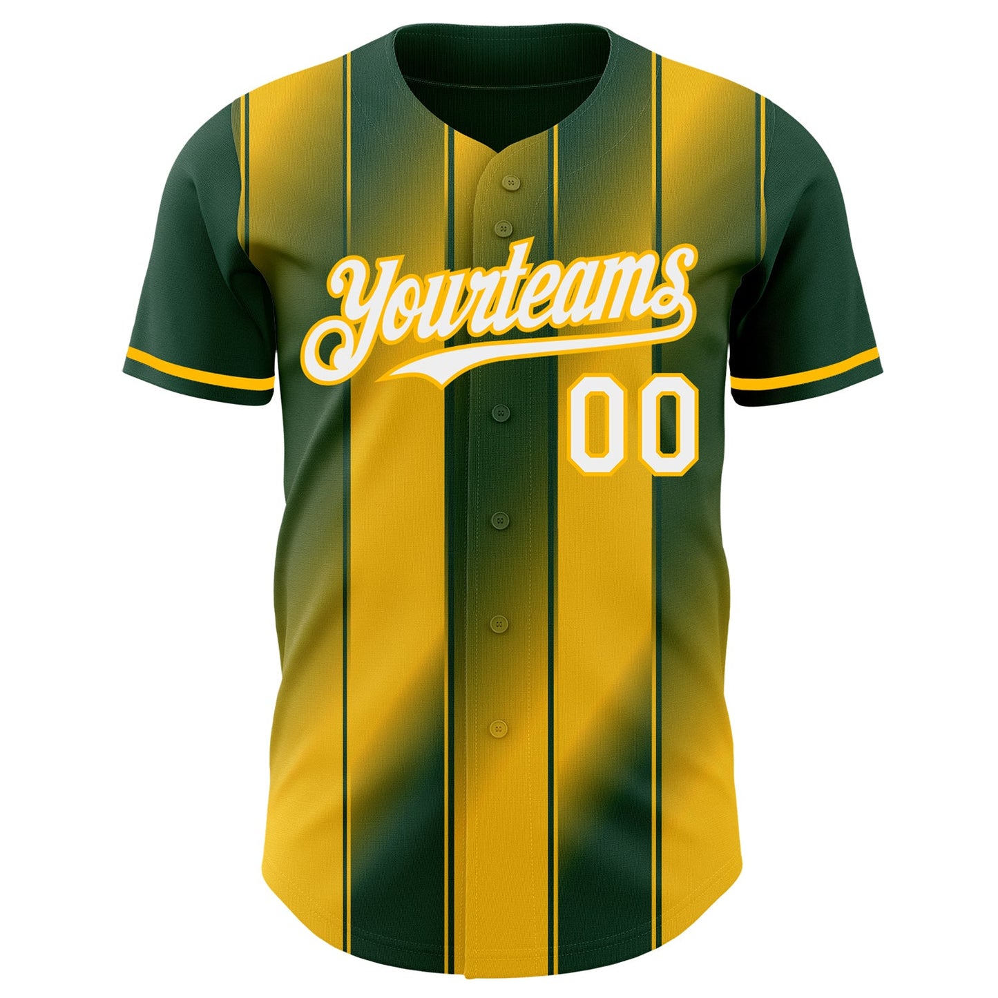 Custom Green White-Gold Gradient Classic Vertical Stripe Authentic Baseball Jersey