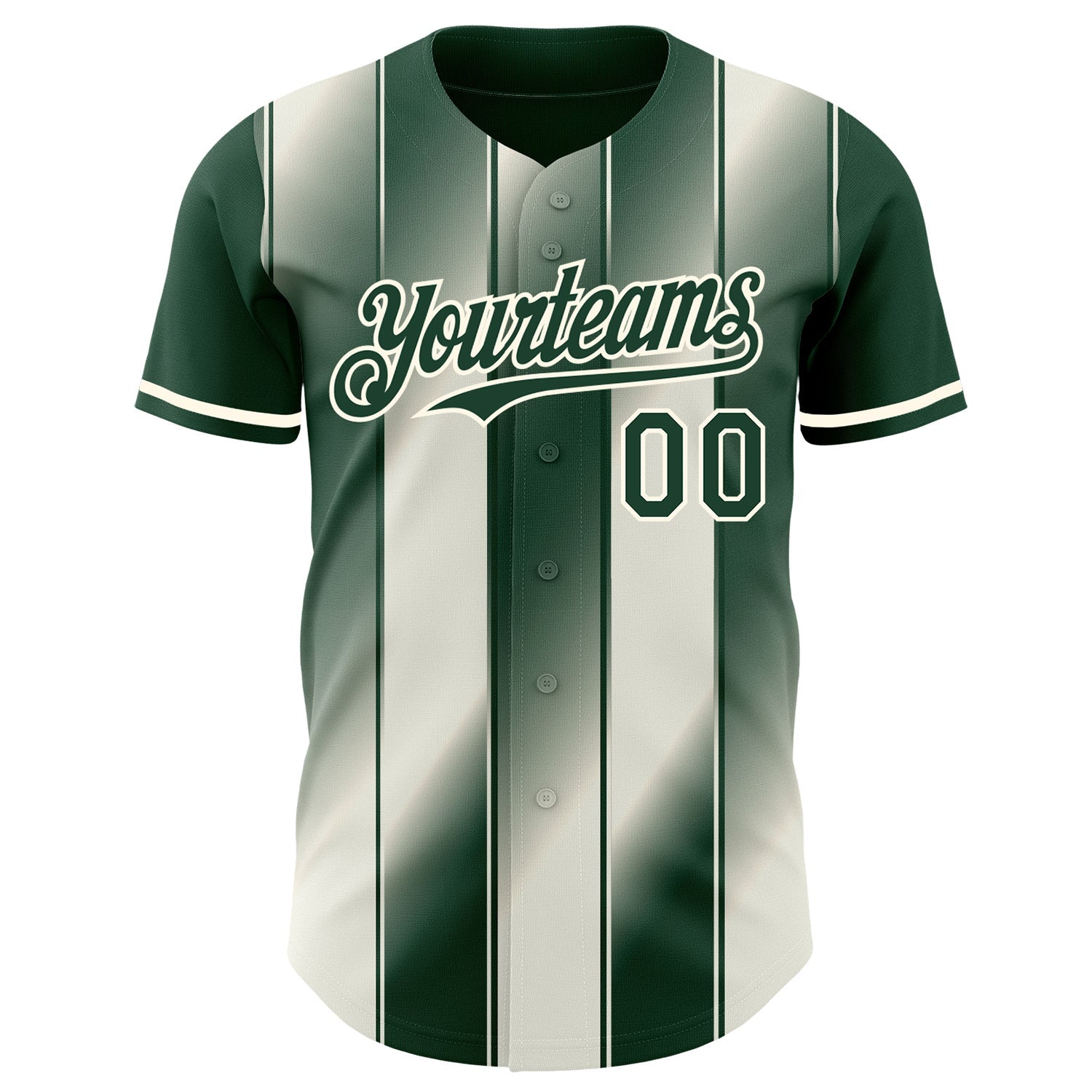 Custom Green Cream-Cream Gradient Classic Vertical Stripe Authentic Baseball Jersey