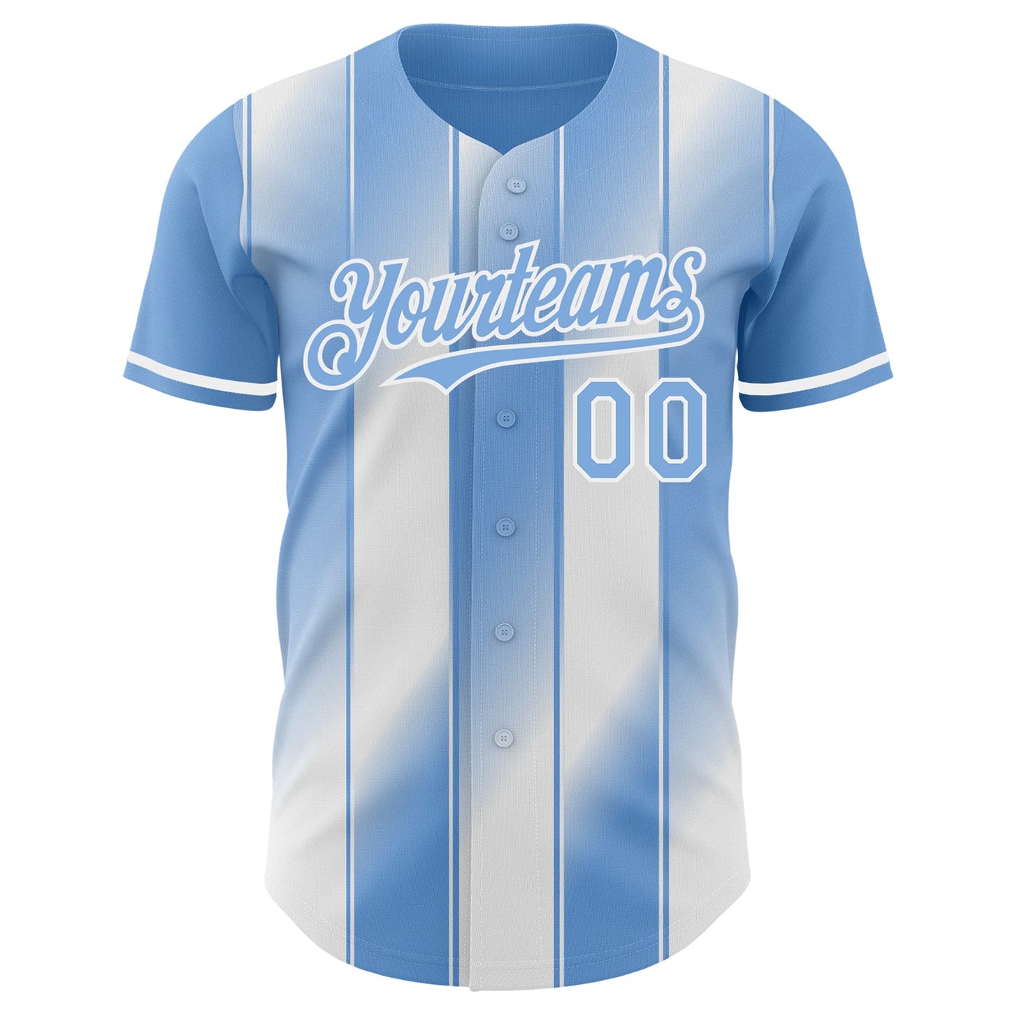 Custom Light Blue-White Gradient Classic Vertical Stripe Authentic Baseball Jersey