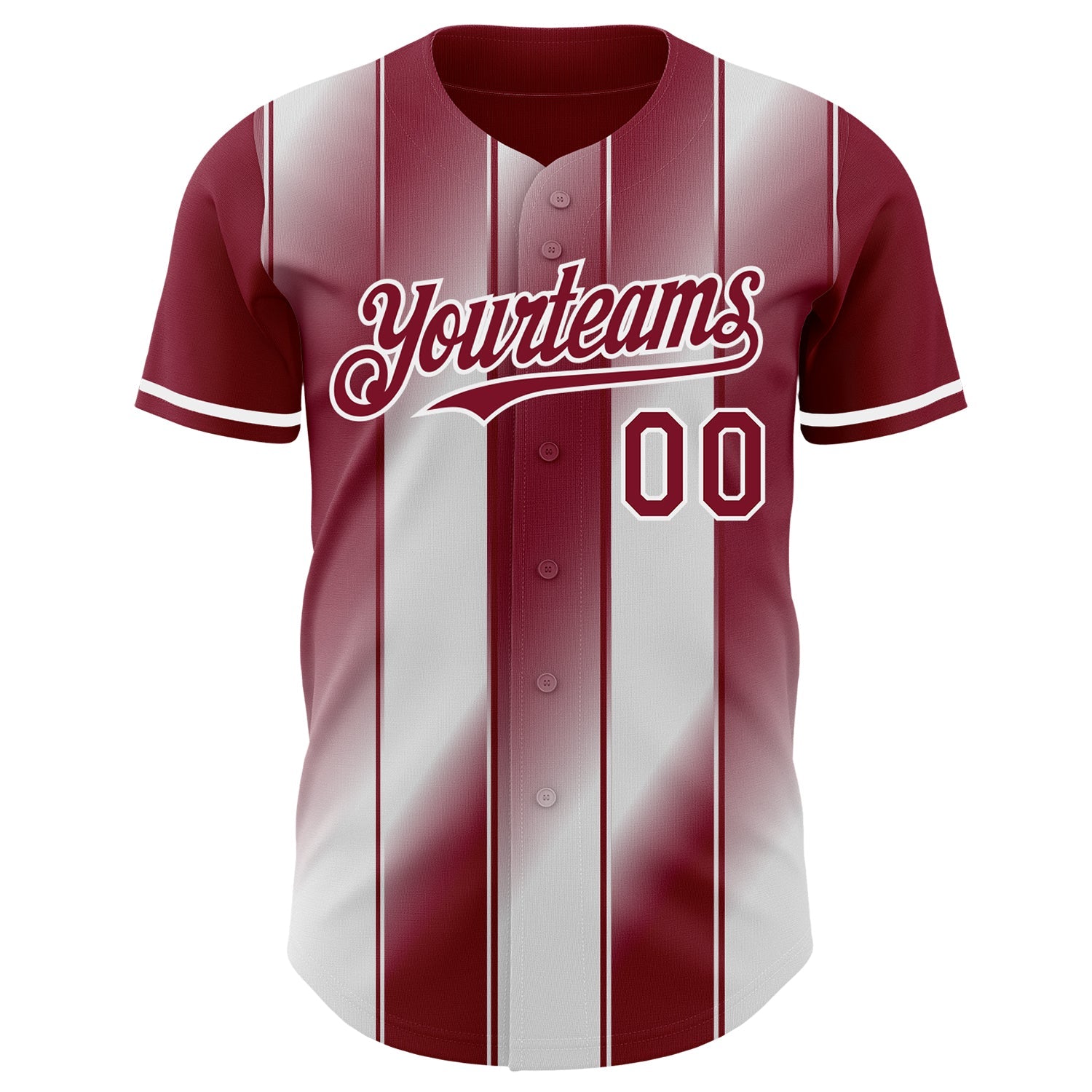 Custom Crimson-White Gradient Classic Vertical Stripe Authentic Baseball Jersey