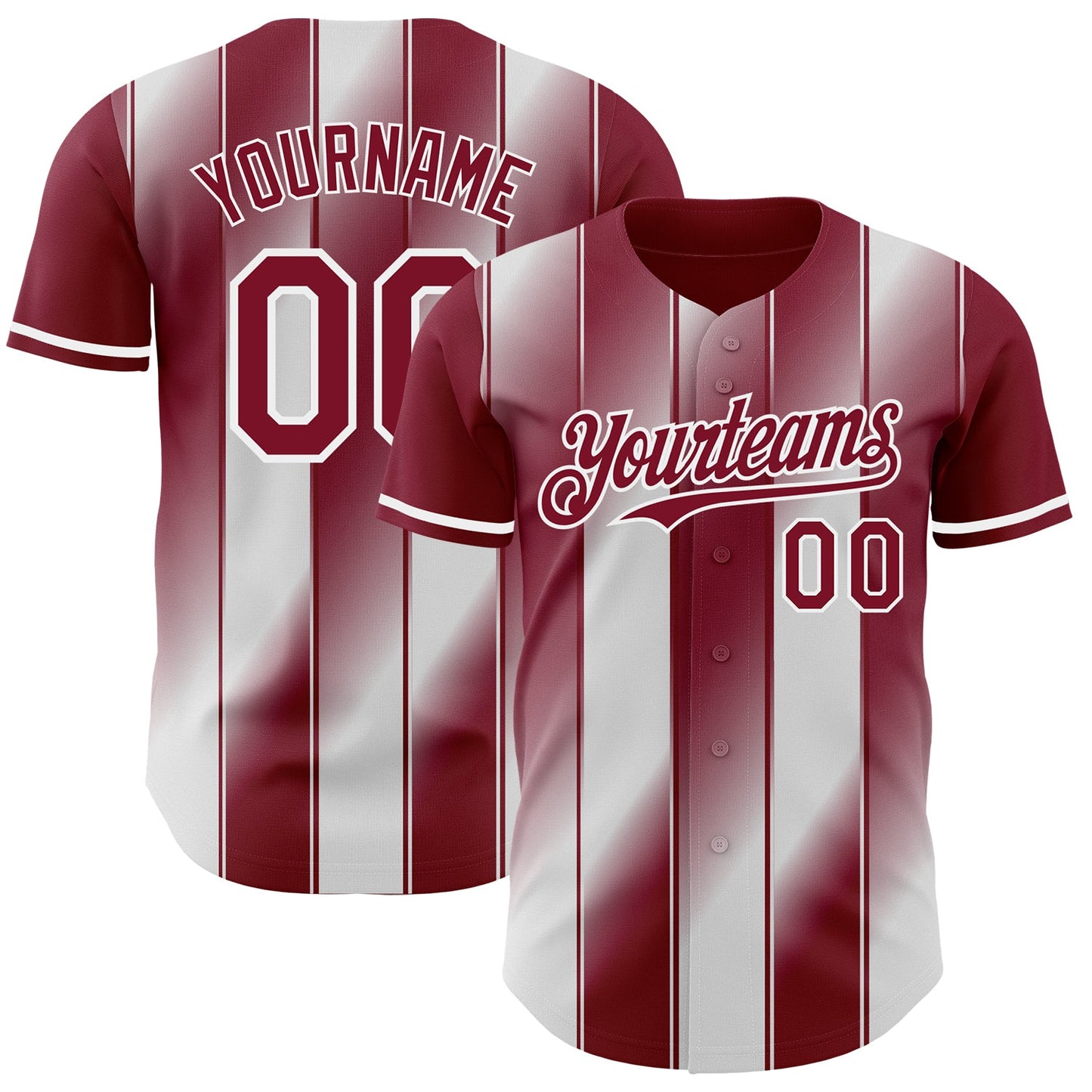 Custom Crimson-White Gradient Classic Vertical Stripe Authentic Baseball Jersey