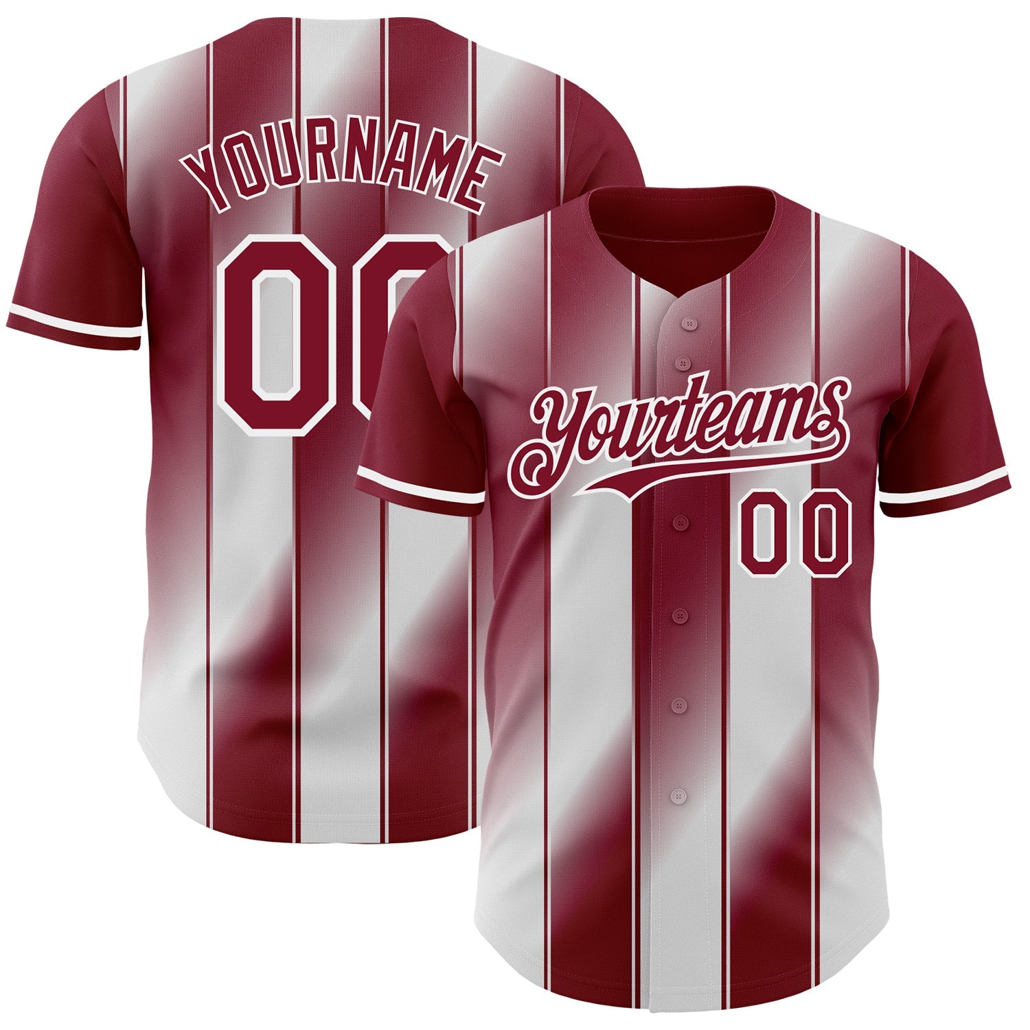 Custom Crimson-White Gradient Classic Vertical Stripe Authentic Baseball Jersey