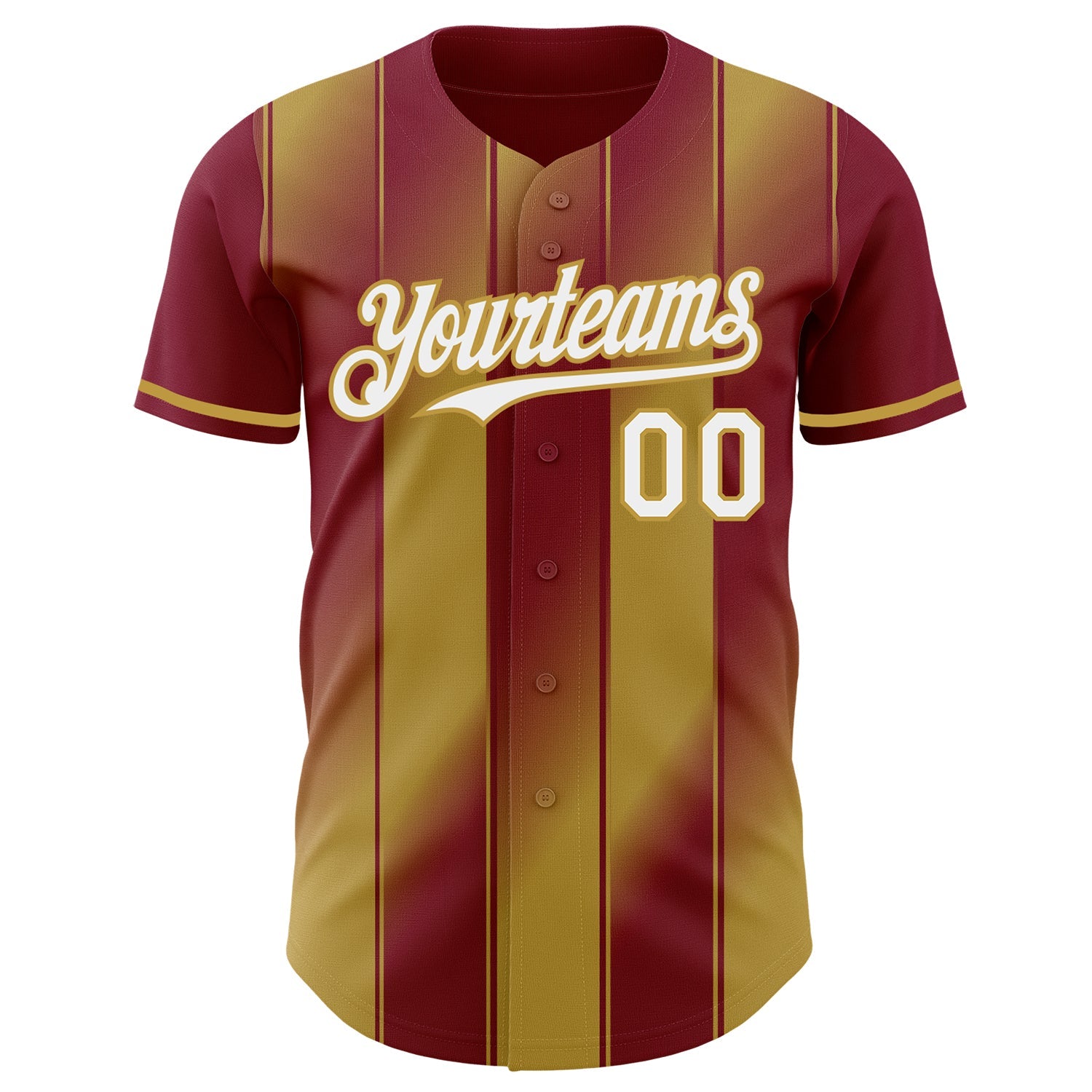 Custom Crimson White-Old Gold Gradient Classic Vertical Stripe Authentic Baseball Jersey