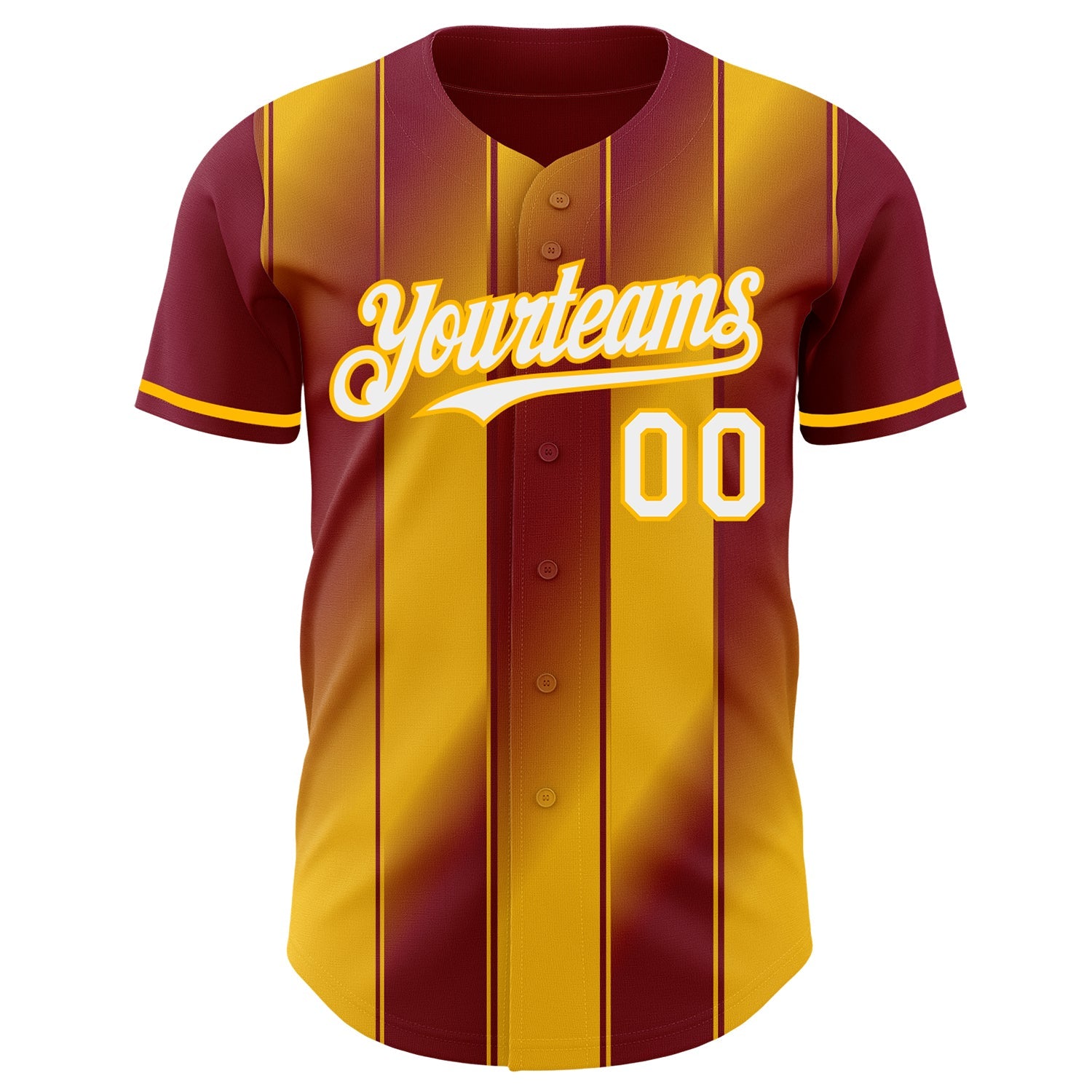 Custom Crimson White-Gold Gradient Classic Vertical Stripe Authentic Baseball Jersey