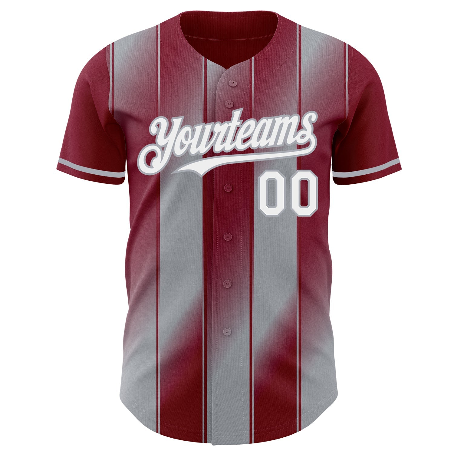 Custom Crimson White-Gray Gradient Classic Vertical Stripe Authentic Baseball Jersey