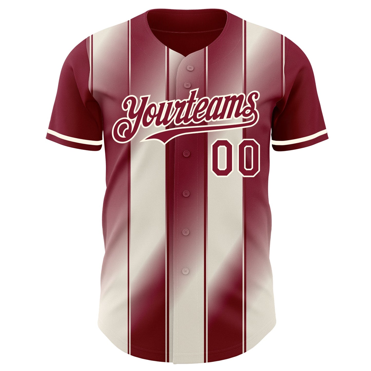 Custom Crimson Cream-Cream Gradient Classic Vertical Stripe Authentic Baseball Jersey