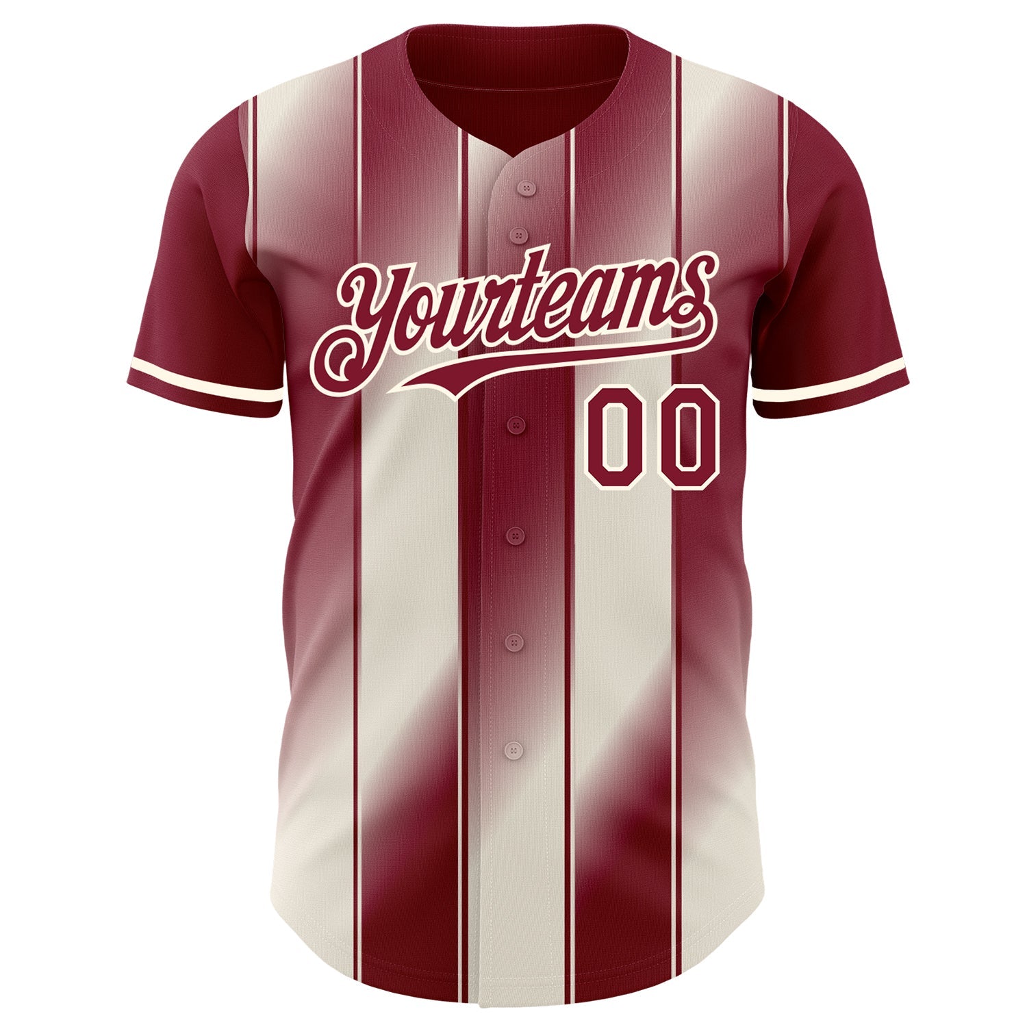 Custom Crimson Cream-Cream Gradient Classic Vertical Stripe Authentic Baseball Jersey