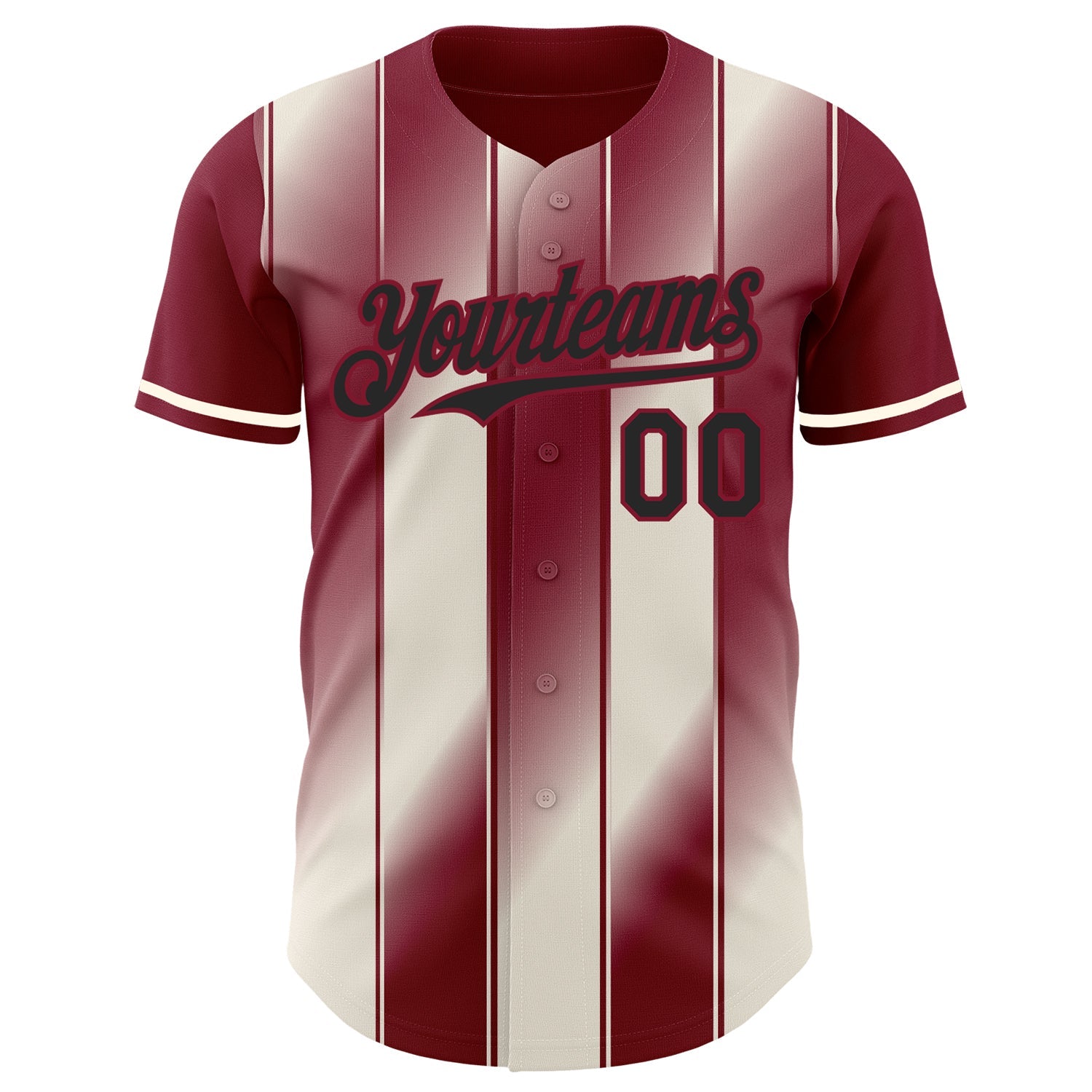 Custom Crimson Black-Cream Gradient Classic Vertical Stripe Authentic Baseball Jersey