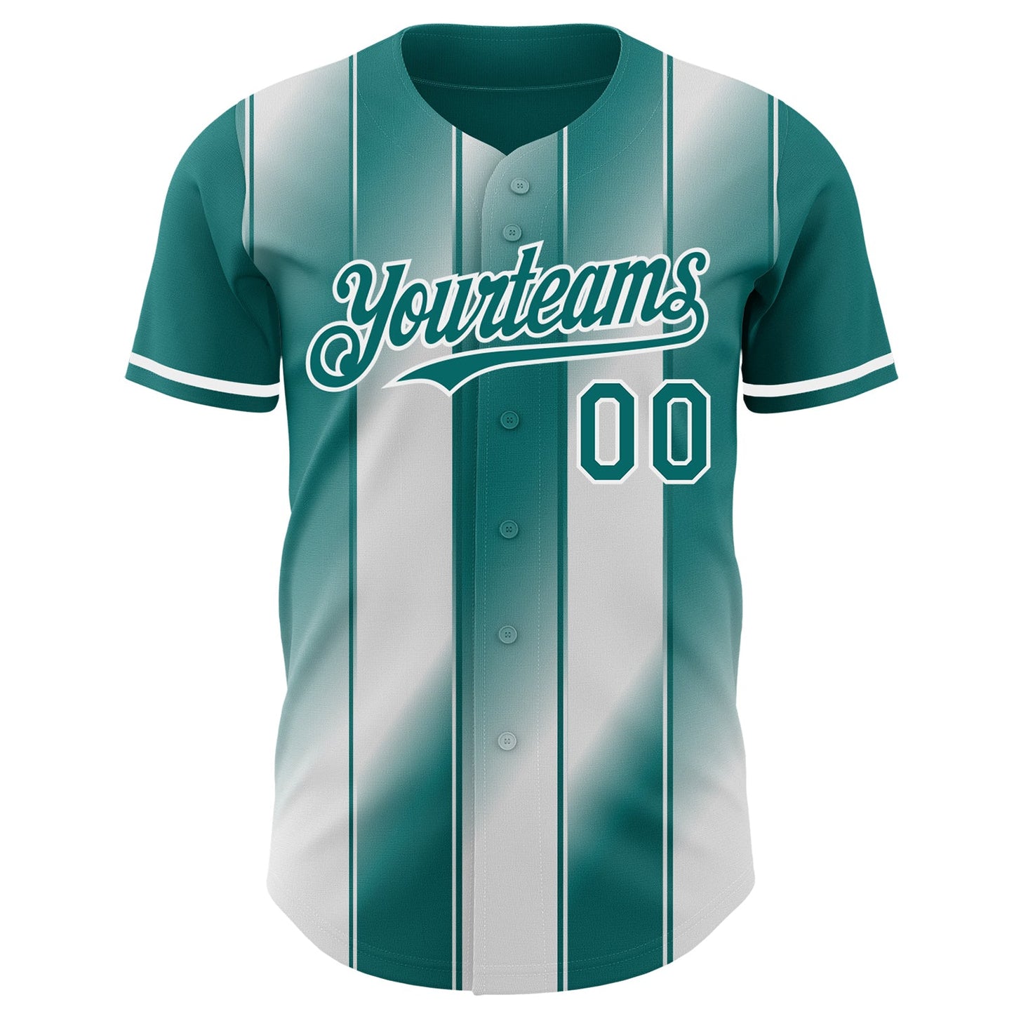 Custom Teal-White Gradient Classic Vertical Stripe Authentic Baseball Jersey