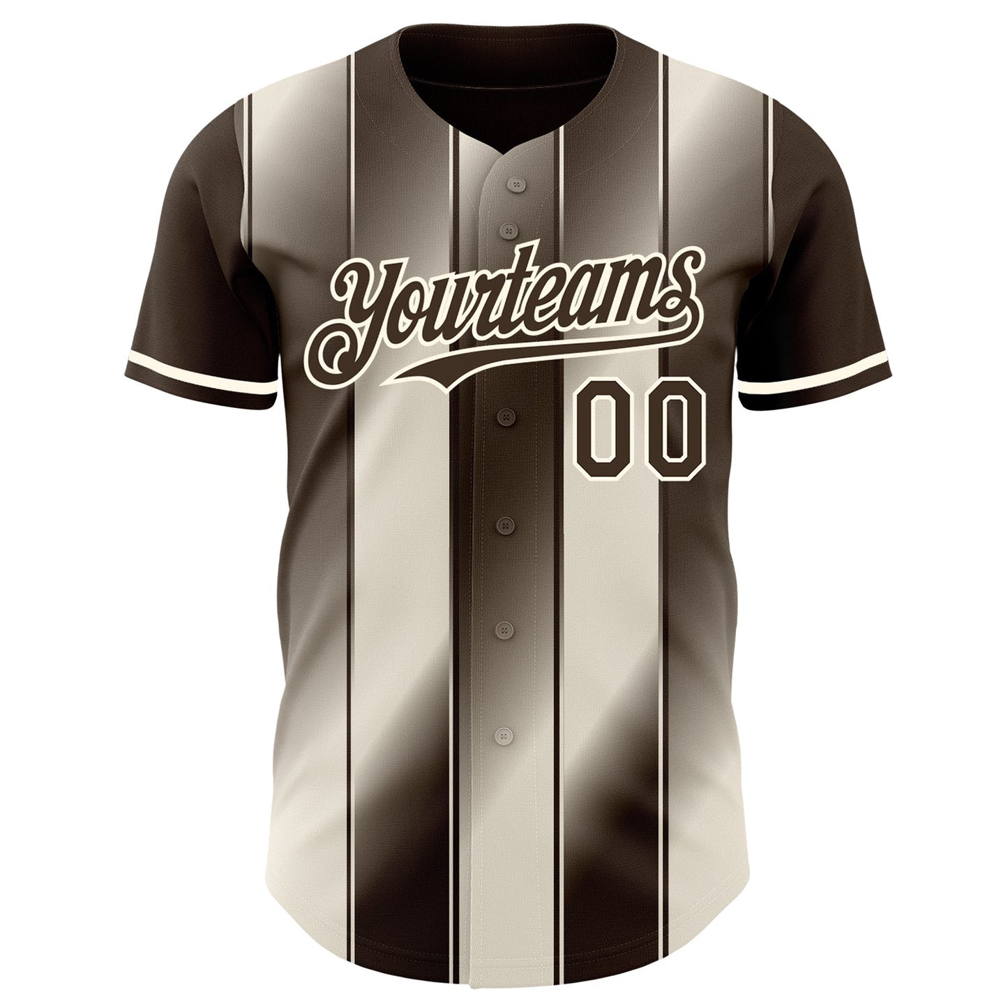 Custom Brown Cream-Cream Gradient Classic Vertical Stripe Authentic Baseball Jersey
