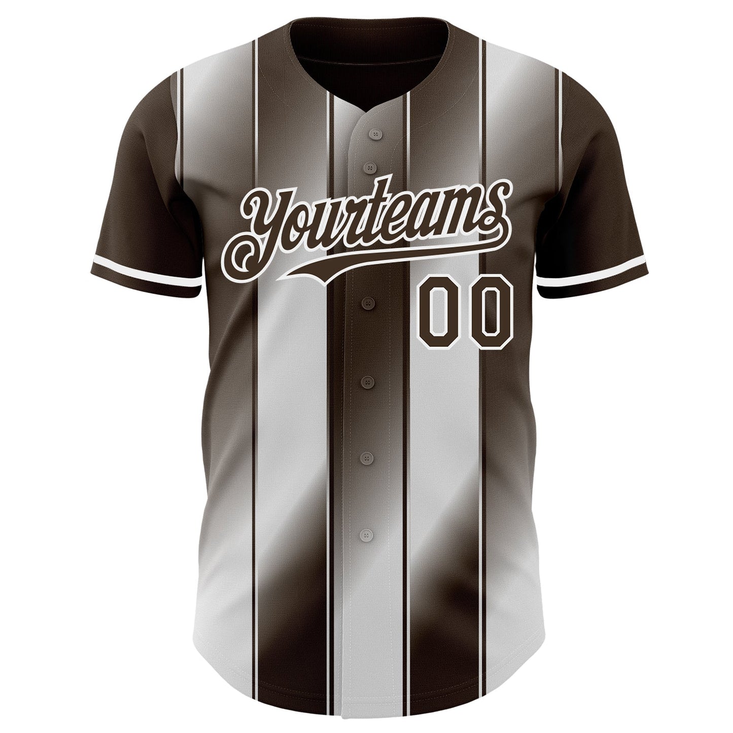 Custom Brown-White Gradient Classic Vertical Stripe Authentic Baseball Jersey